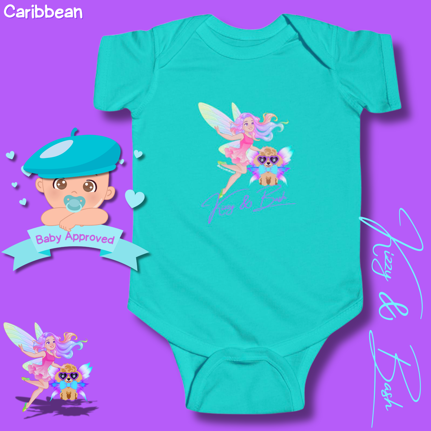 Cute Fairy Onesie for Baby Fairy Outfit for Newborn Colorful Fairy Girl and Red Toy Poodle Fairy Unique Baby Shower Gift Fairy Nursery Decor Kizzy and Bash Infant Fine Jersey Bodysuit