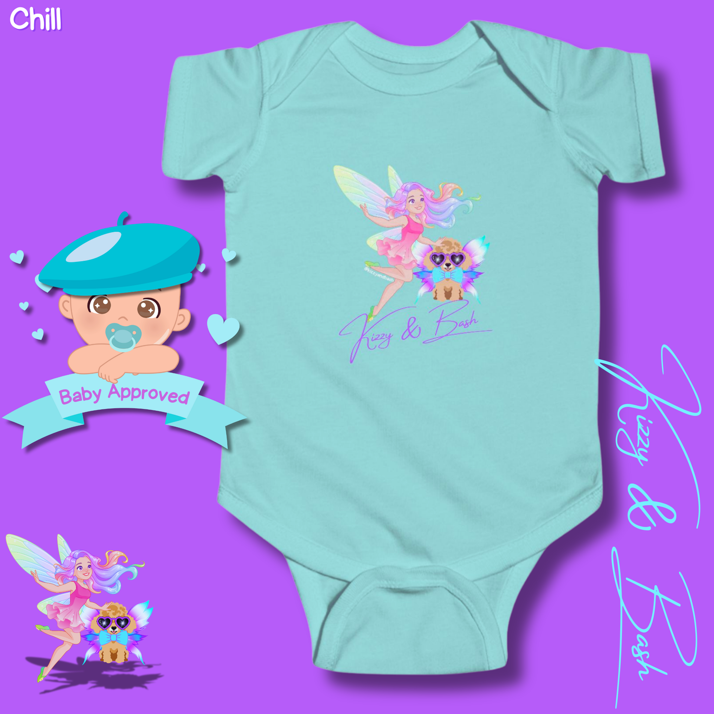 Cute Fairy Onesie for Baby Fairy Outfit for Newborn Colorful Fairy Girl and Red Toy Poodle Fairy Unique Baby Shower Gift Fairy Nursery Decor Kizzy and Bash Infant Fine Jersey Bodysuit