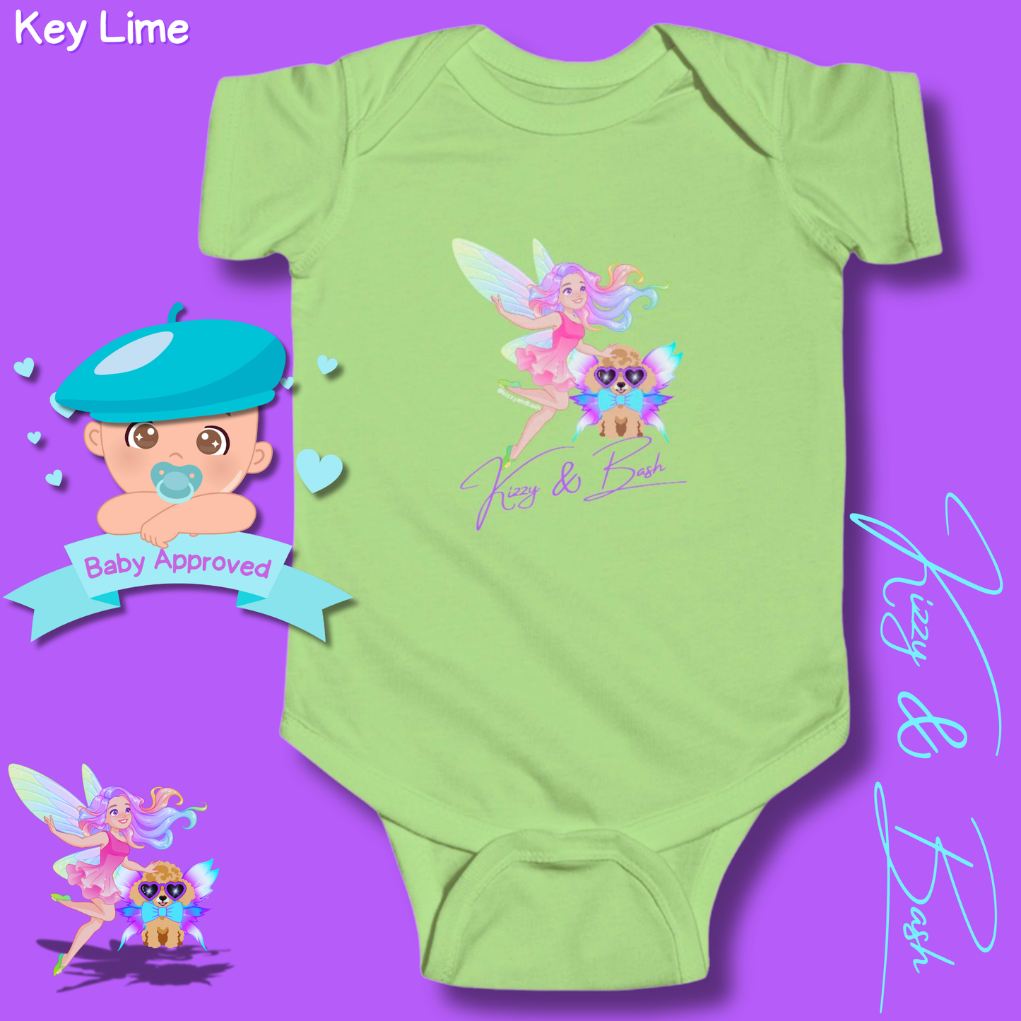 Cute Fairy Onesie for Baby Fairy Outfit for Newborn Colorful Fairy Girl and Red Toy Poodle Fairy Unique Baby Shower Gift Fairy Nursery Decor Kizzy and Bash Infant Fine Jersey Bodysuit