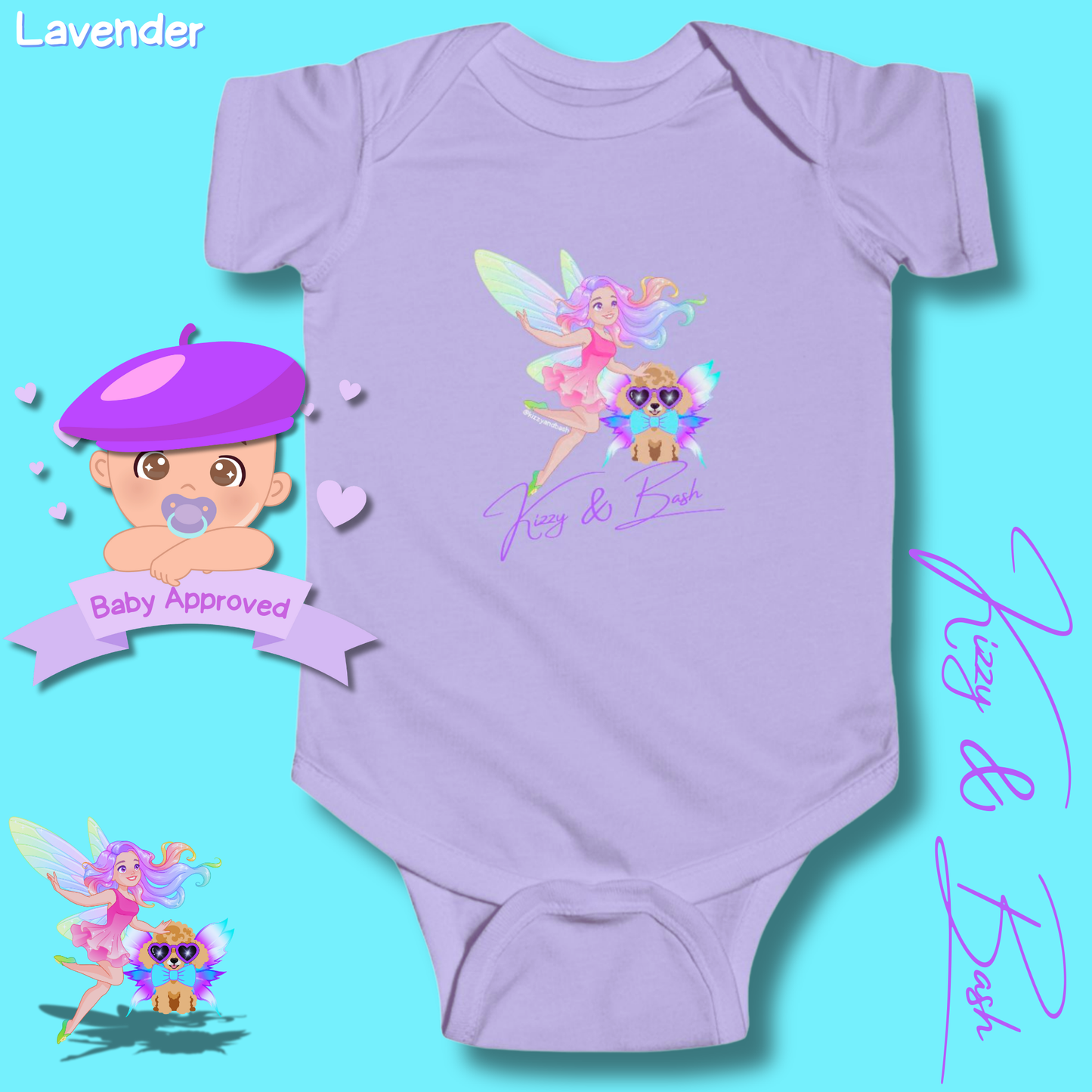 Cute Fairy Onesie for Baby Fairy Outfit for Newborn Colorful Fairy Girl and Red Toy Poodle Fairy Unique Baby Shower Gift Fairy Nursery Decor Kizzy and Bash Infant Fine Jersey Bodysuit