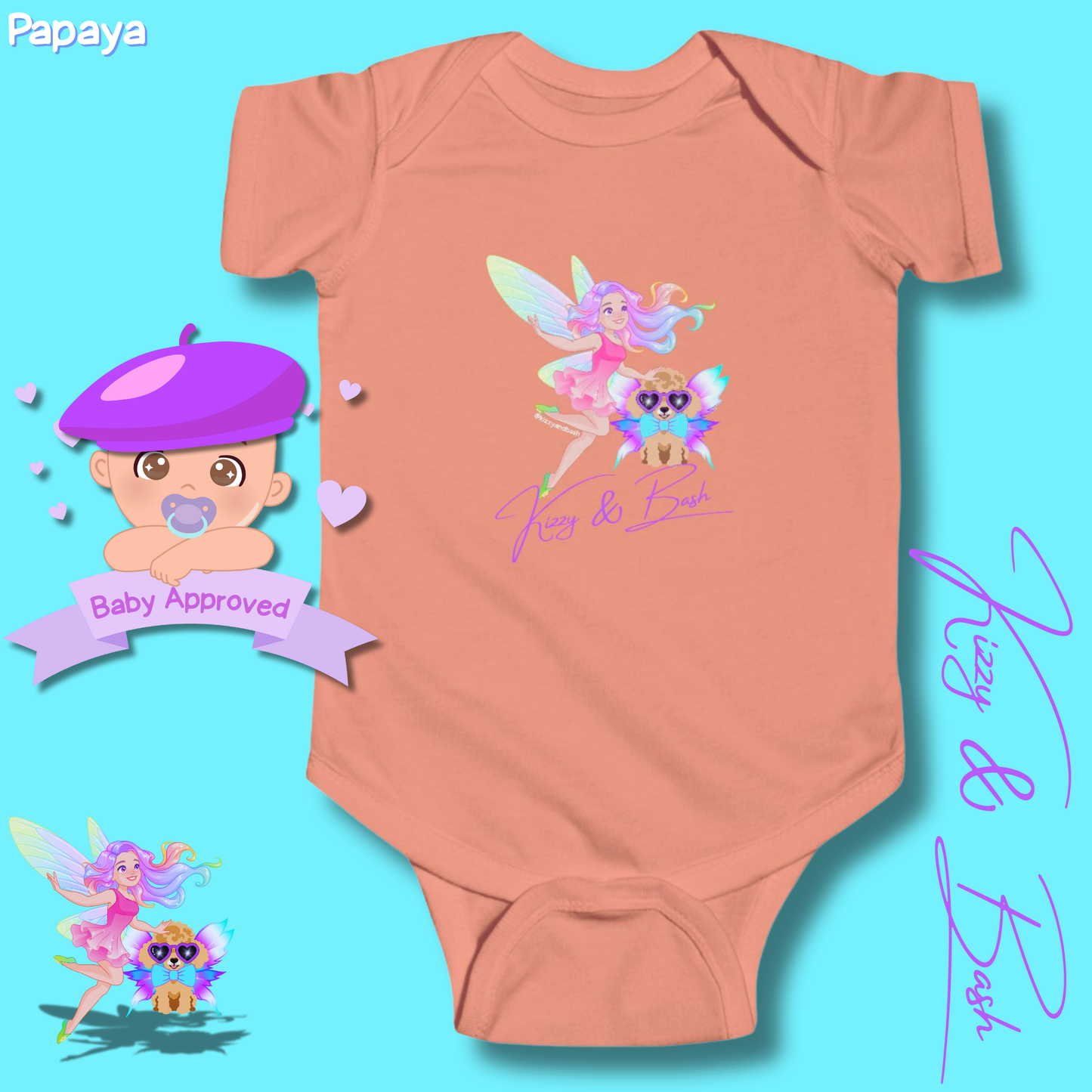 Cute Fairy Onesie for Baby Fairy Outfit for Newborn Colorful Fairy Girl and Red Toy Poodle Fairy Unique Baby Shower Gift Fairy Nursery Decor Kizzy and Bash Infant Fine Jersey Bodysuit