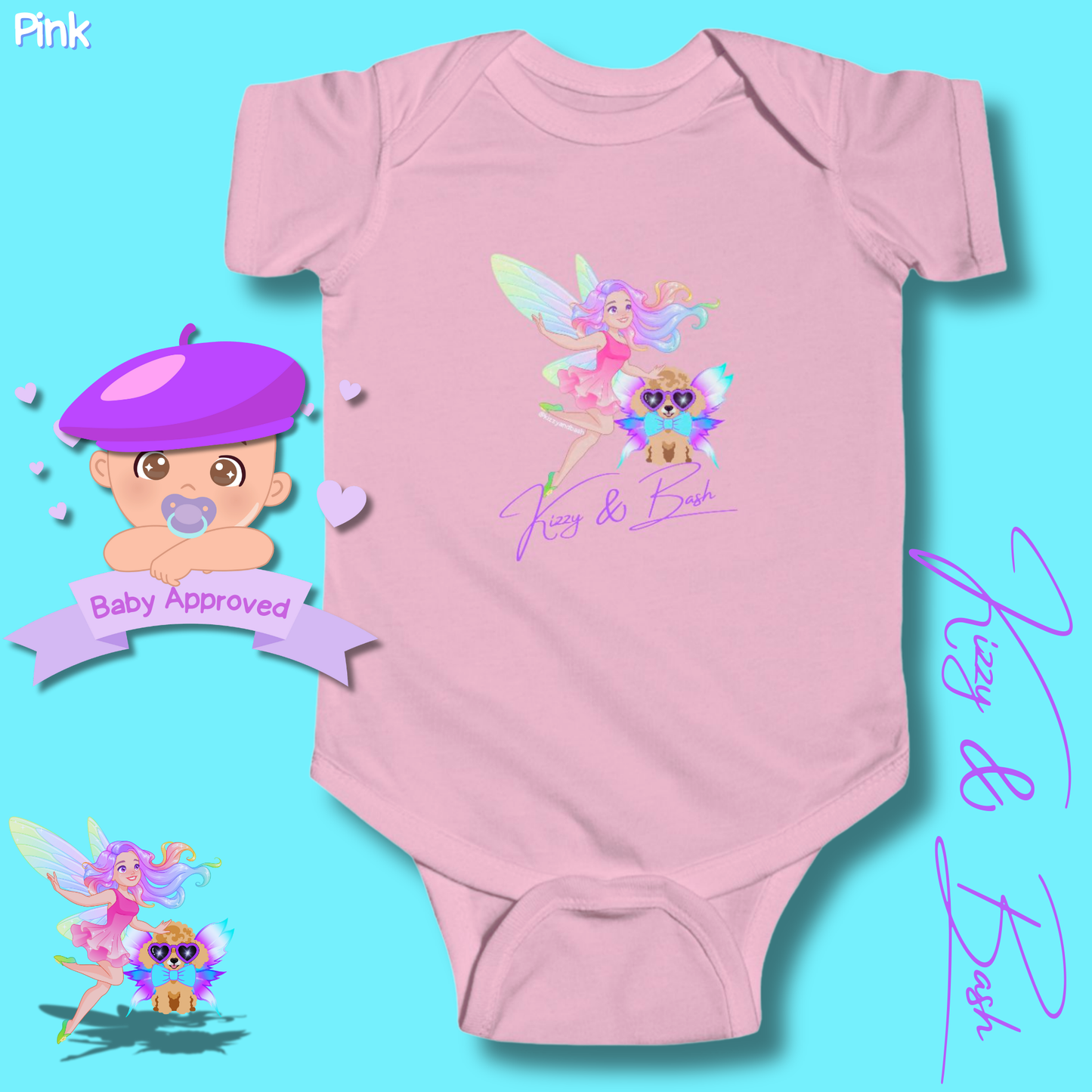 Cute Fairy Onesie for Baby Fairy Outfit for Newborn Colorful Fairy Girl and Red Toy Poodle Fairy Unique Baby Shower Gift Fairy Nursery Decor Kizzy and Bash Infant Fine Jersey Bodysuit