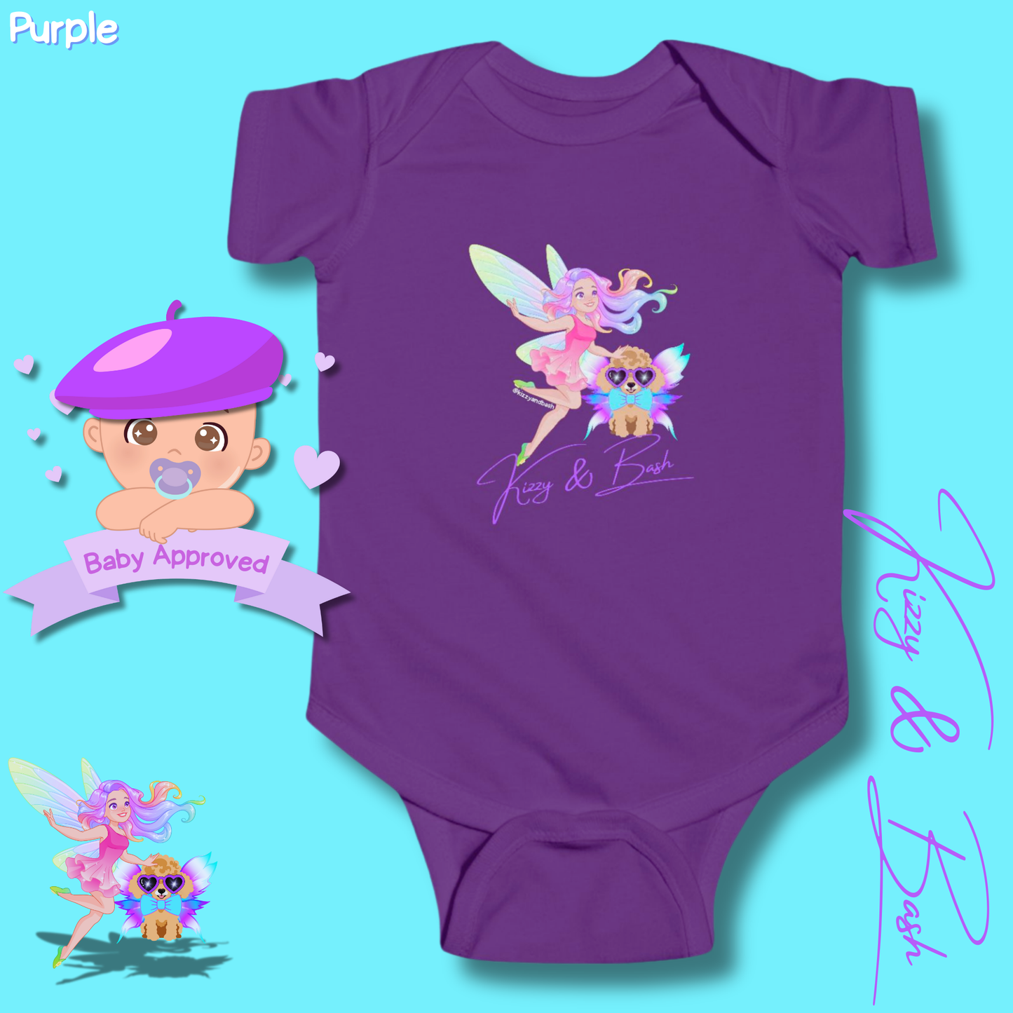 Cute Fairy Onesie for Baby Fairy Outfit for Newborn Colorful Fairy Girl and Red Toy Poodle Fairy Unique Baby Shower Gift Fairy Nursery Decor Kizzy and Bash Infant Fine Jersey Bodysuit