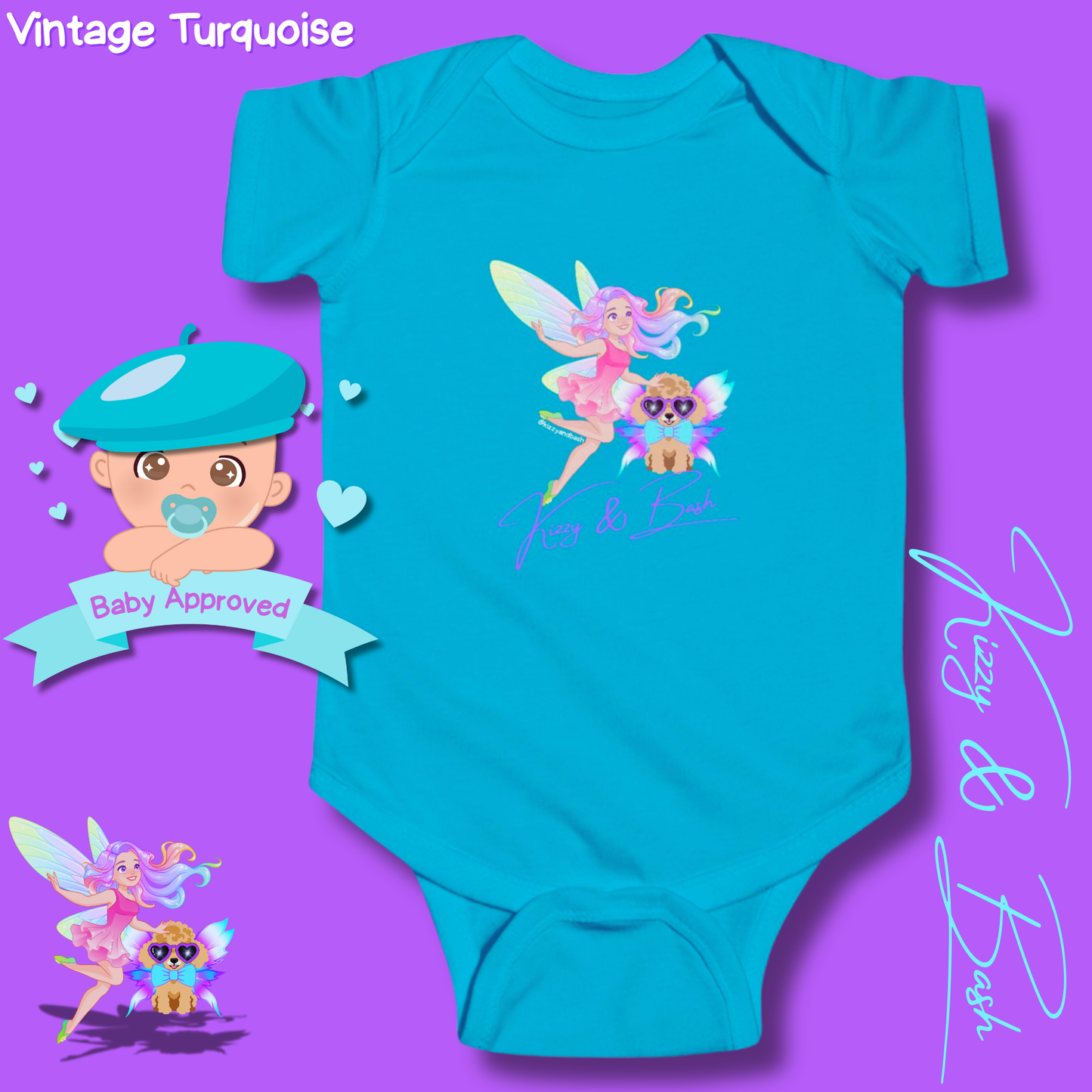 Cute Fairy Onesie for Baby Fairy Outfit for Newborn Colorful Fairy Girl and Red Toy Poodle Fairy Unique Baby Shower Gift Fairy Nursery Decor Kizzy and Bash Infant Fine Jersey Bodysuit