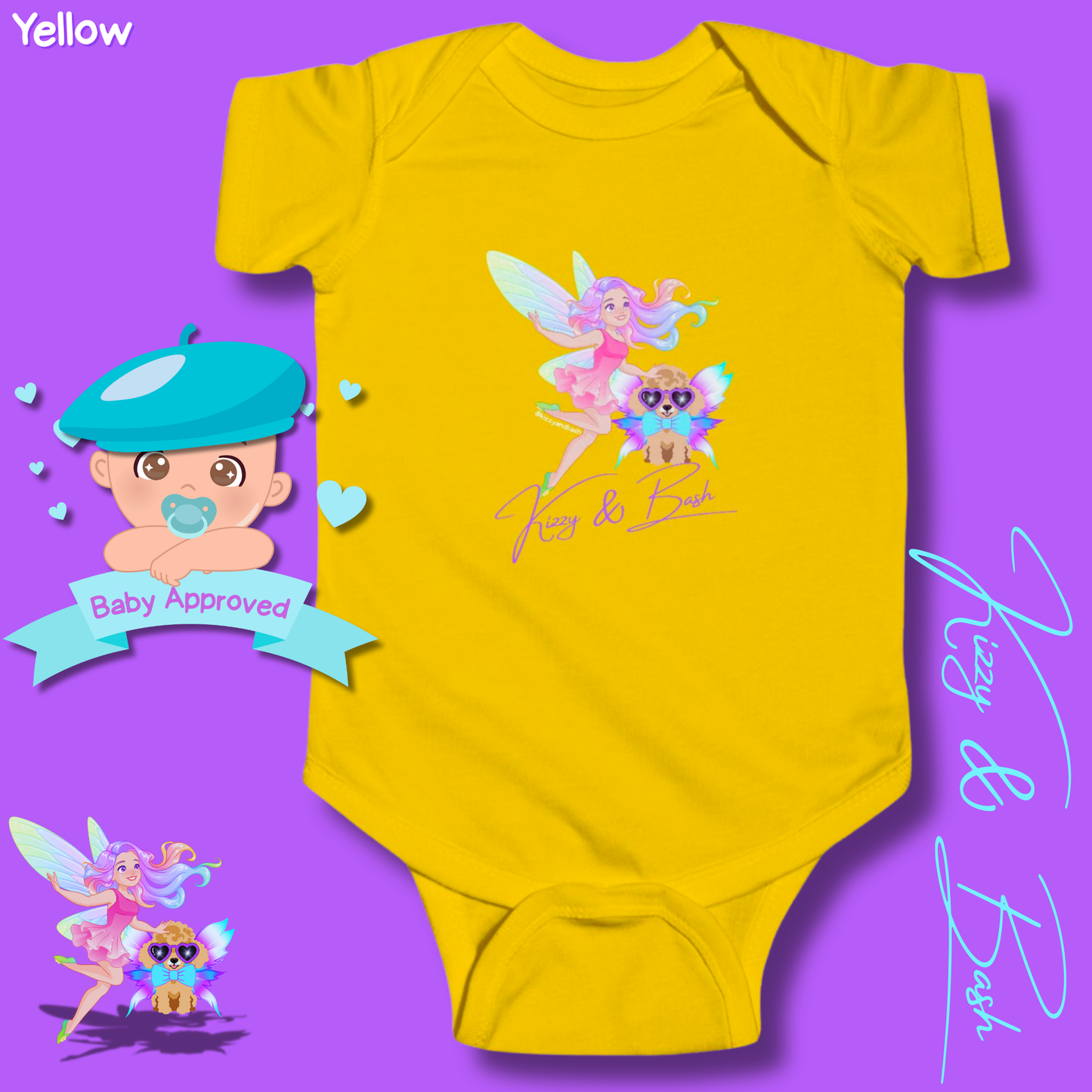 Cute Fairy Onesie for Baby Fairy Outfit for Newborn Colorful Fairy Girl and Red Toy Poodle Fairy Unique Baby Shower Gift Fairy Nursery Decor Kizzy and Bash Infant Fine Jersey Bodysuit