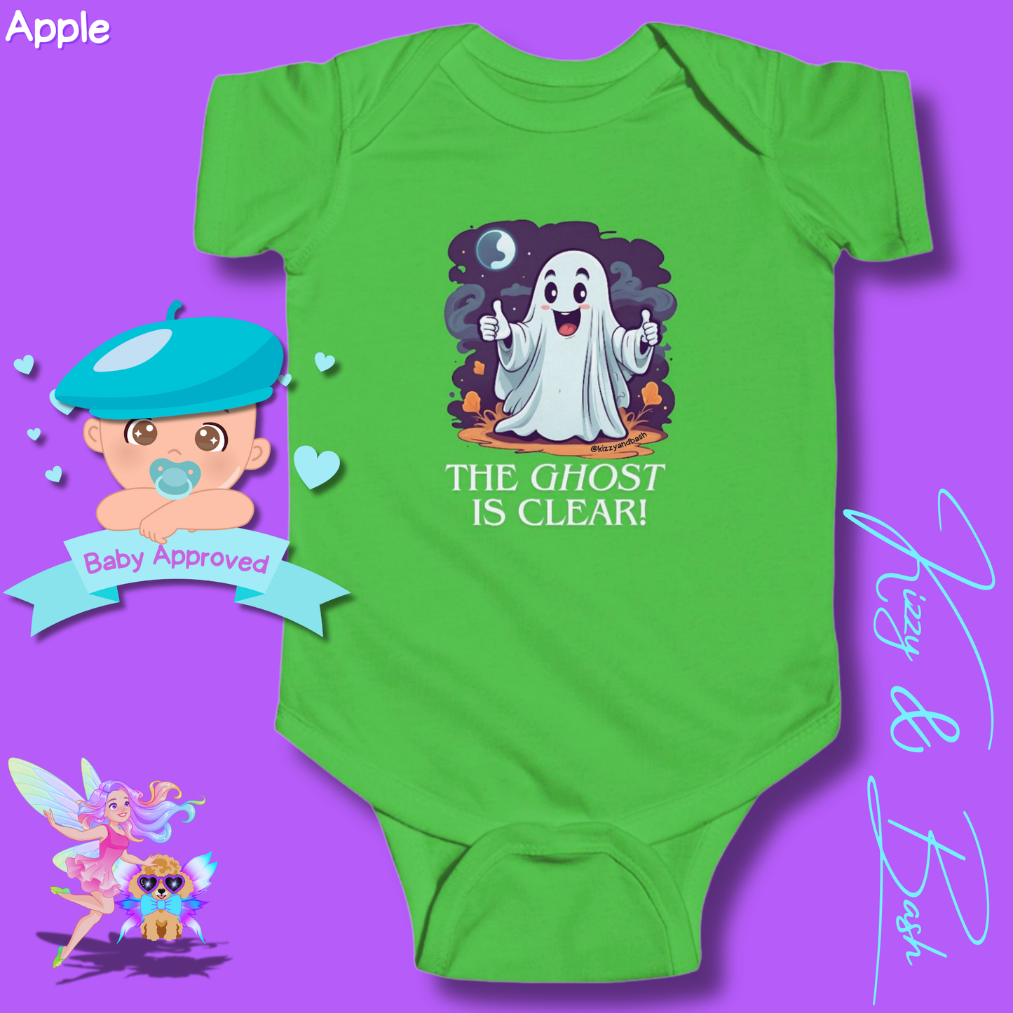 Adorable Halloween Onesie for Baby Funny Halloween Outfit for Newborn Unique Halloween Gift for Baby Shower Fun Gift for Halloween Baby The Ghost is Clear The Coast is Clear Pun Ghost with Two Thumbs Up Infant Fine Jersey Bodysuit