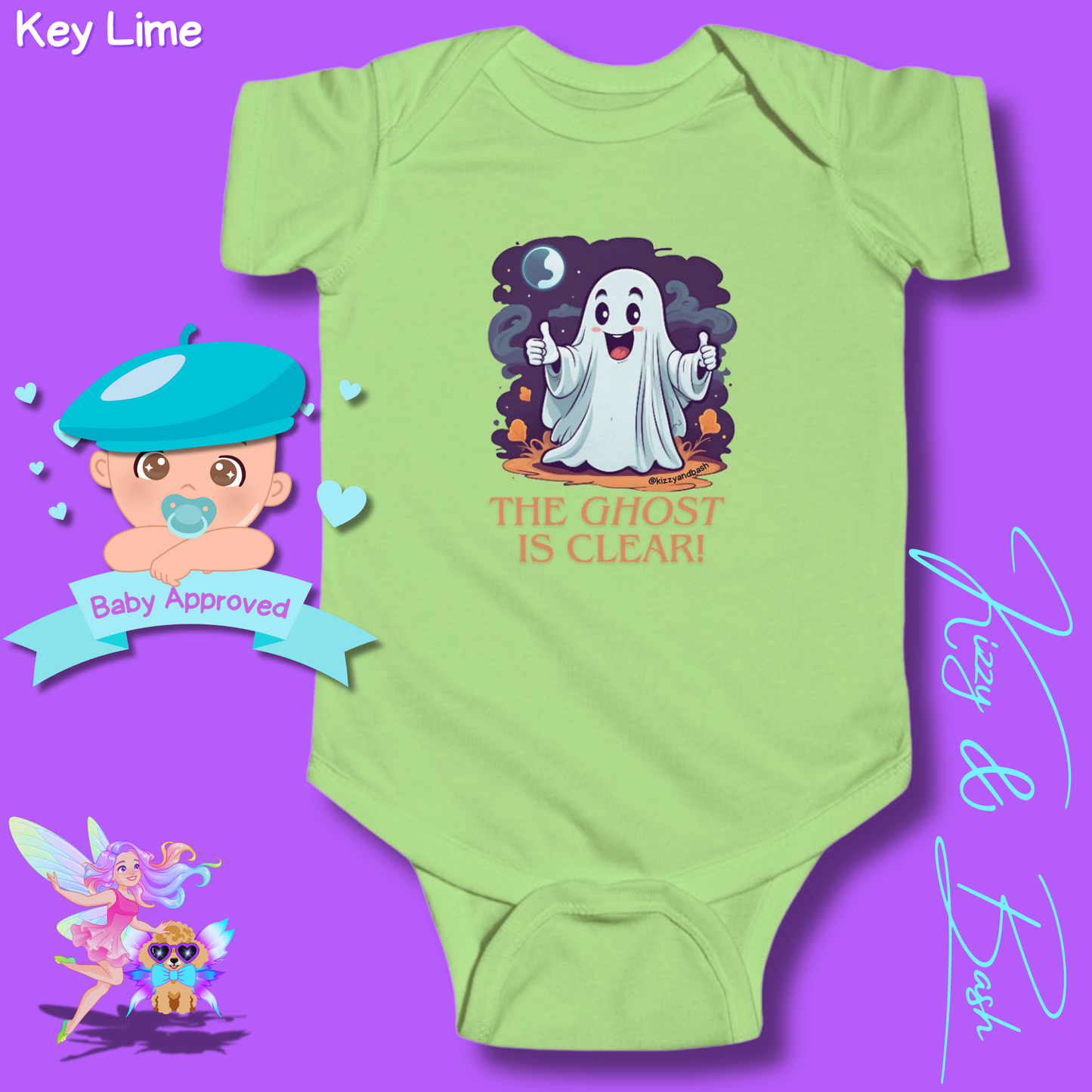 Adorable Halloween Onesie for Baby Funny Halloween Outfit for Newborn Unique Halloween Gift for Baby Shower Fun Gift for Halloween Baby The Ghost is Clear The Coast is Clear Pun Ghost with Two Thumbs Up Infant Fine Jersey Bodysuit