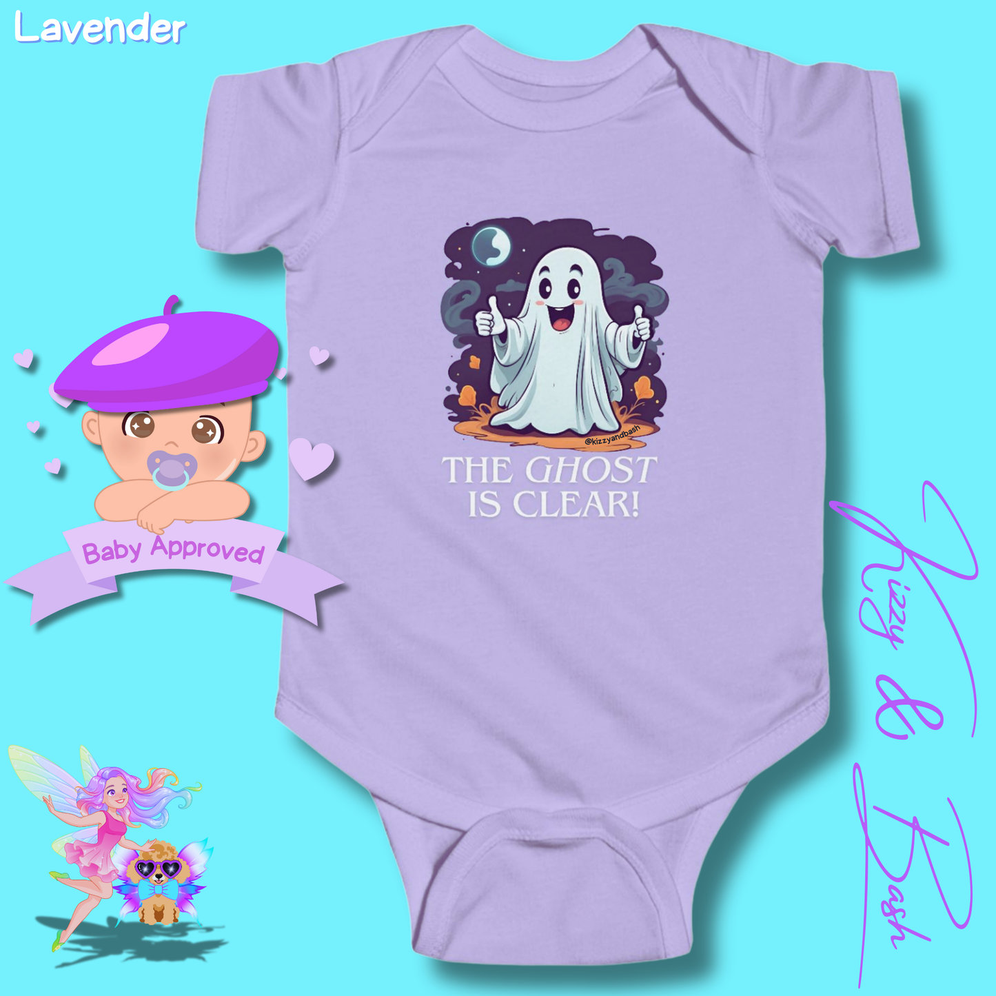 Adorable Halloween Onesie for Baby Funny Halloween Outfit for Newborn Unique Halloween Gift for Baby Shower Fun Gift for Halloween Baby The Ghost is Clear The Coast is Clear Pun Ghost with Two Thumbs Up Infant Fine Jersey Bodysuit