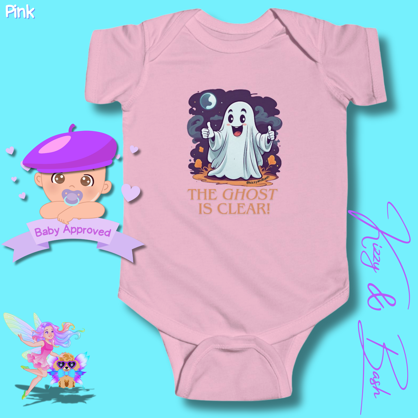 Adorable Halloween Onesie for Baby Funny Halloween Outfit for Newborn Unique Halloween Gift for Baby Shower Fun Gift for Halloween Baby The Ghost is Clear The Coast is Clear Pun Ghost with Two Thumbs Up Infant Fine Jersey Bodysuit