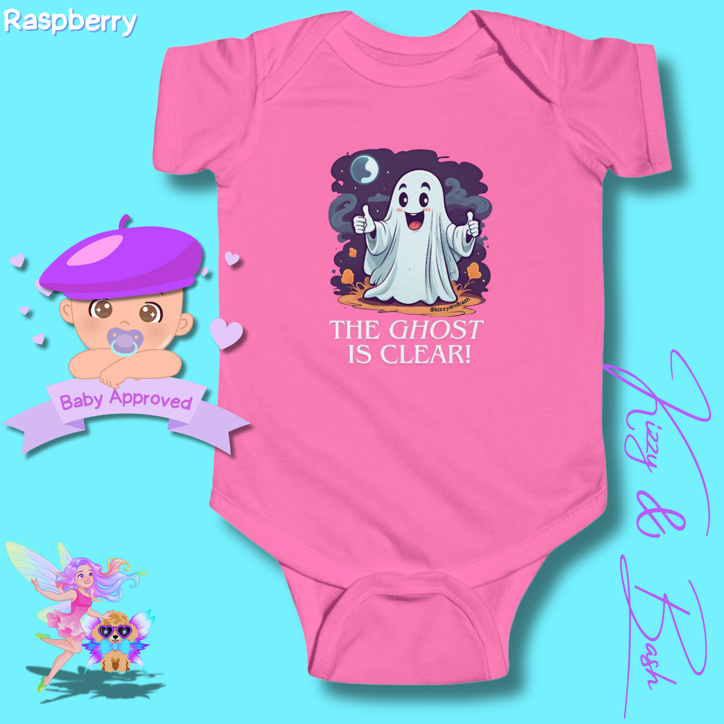 Adorable Halloween Onesie for Baby Funny Halloween Outfit for Newborn Unique Halloween Gift for Baby Shower Fun Gift for Halloween Baby The Ghost is Clear The Coast is Clear Pun Ghost with Two Thumbs Up Infant Fine Jersey Bodysuit