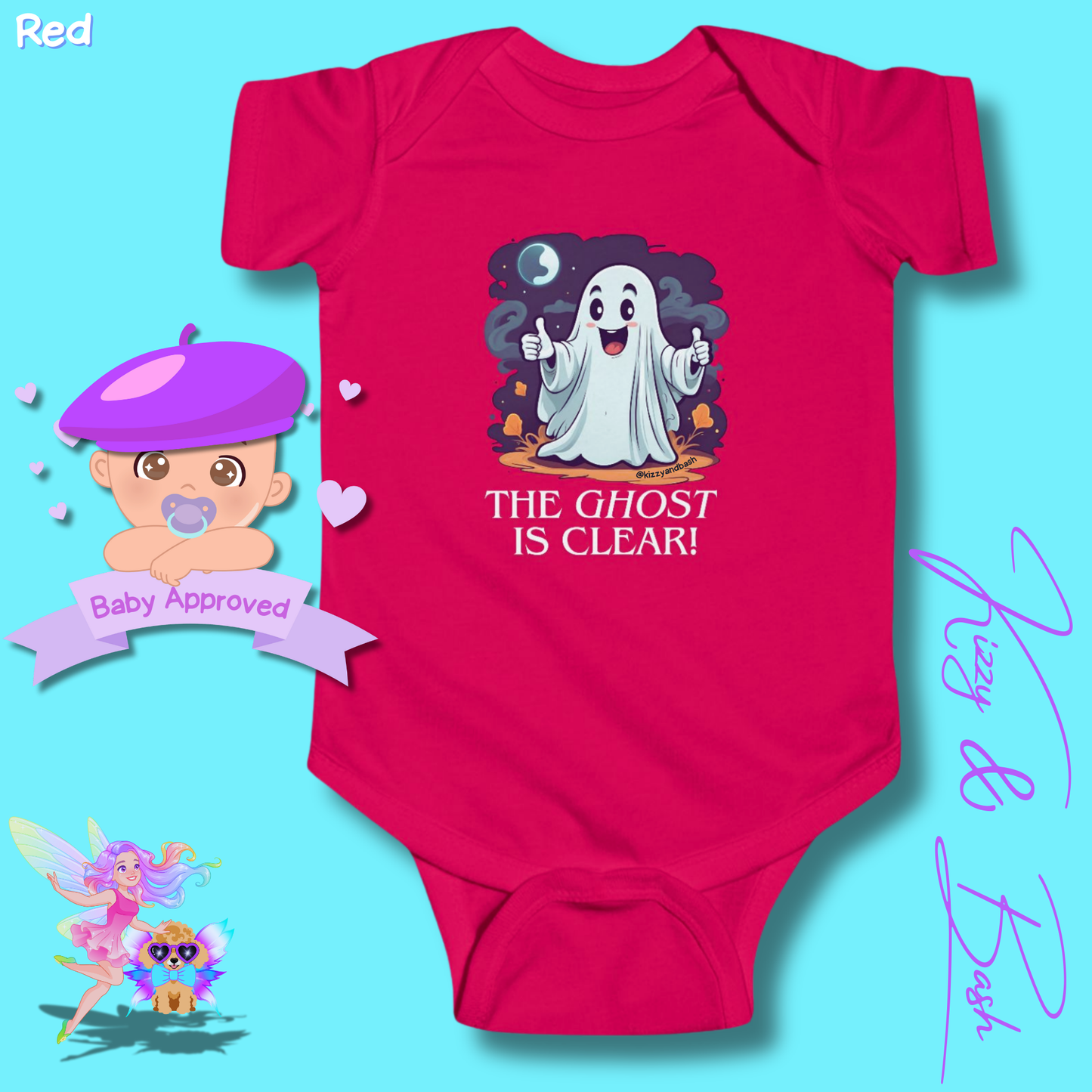 Adorable Halloween Onesie for Baby Funny Halloween Outfit for Newborn Unique Halloween Gift for Baby Shower Fun Gift for Halloween Baby The Ghost is Clear The Coast is Clear Pun Ghost with Two Thumbs Up Infant Fine Jersey Bodysuit