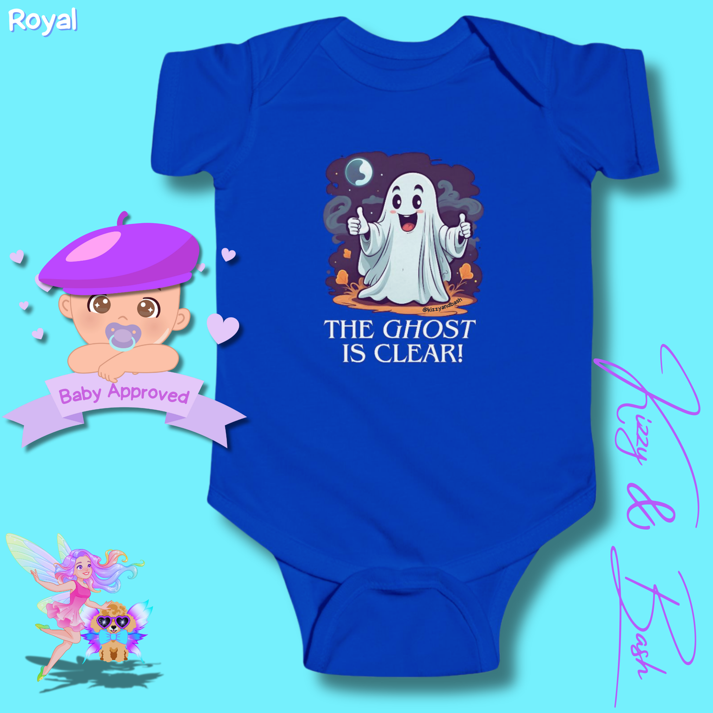 Adorable Halloween Onesie for Baby Funny Halloween Outfit for Newborn Unique Halloween Gift for Baby Shower Fun Gift for Halloween Baby The Ghost is Clear The Coast is Clear Pun Ghost with Two Thumbs Up Infant Fine Jersey Bodysuit