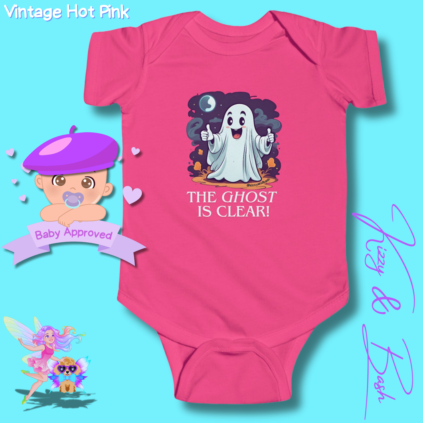 Adorable Halloween Onesie for Baby Funny Halloween Outfit for Newborn Unique Halloween Gift for Baby Shower Fun Gift for Halloween Baby The Ghost is Clear The Coast is Clear Pun Ghost with Two Thumbs Up Infant Fine Jersey Bodysuit
