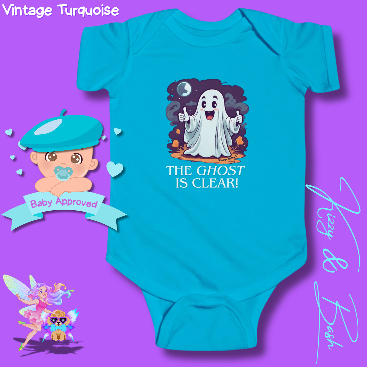 Adorable Halloween Onesie for Baby Funny Halloween Outfit for Newborn Unique Halloween Gift for Baby Shower Fun Gift for Halloween Baby The Ghost is Clear The Coast is Clear Pun Ghost with Two Thumbs Up Infant Fine Jersey Bodysuit