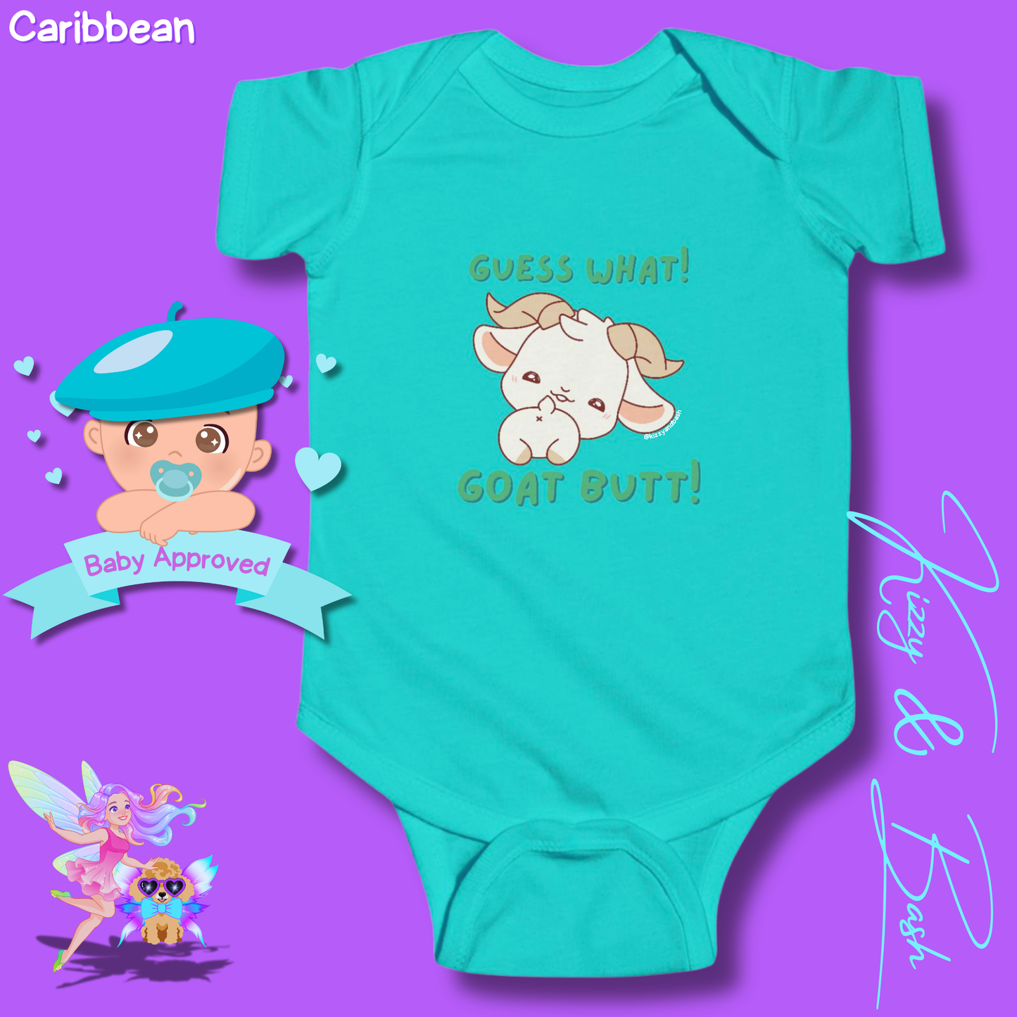 Cute Goat Infant Onesie for Baby Funny Farm Animal Outfit for Baby Hilarious Goat Butt Onesie Funny Gift for Newborn Baby Unique Baby Shower Gift Farm Animal Baby Nursery Decor Guess What Goat Butt Chicken Butt Joke Pun Infant Fine Jersey Bodysuit