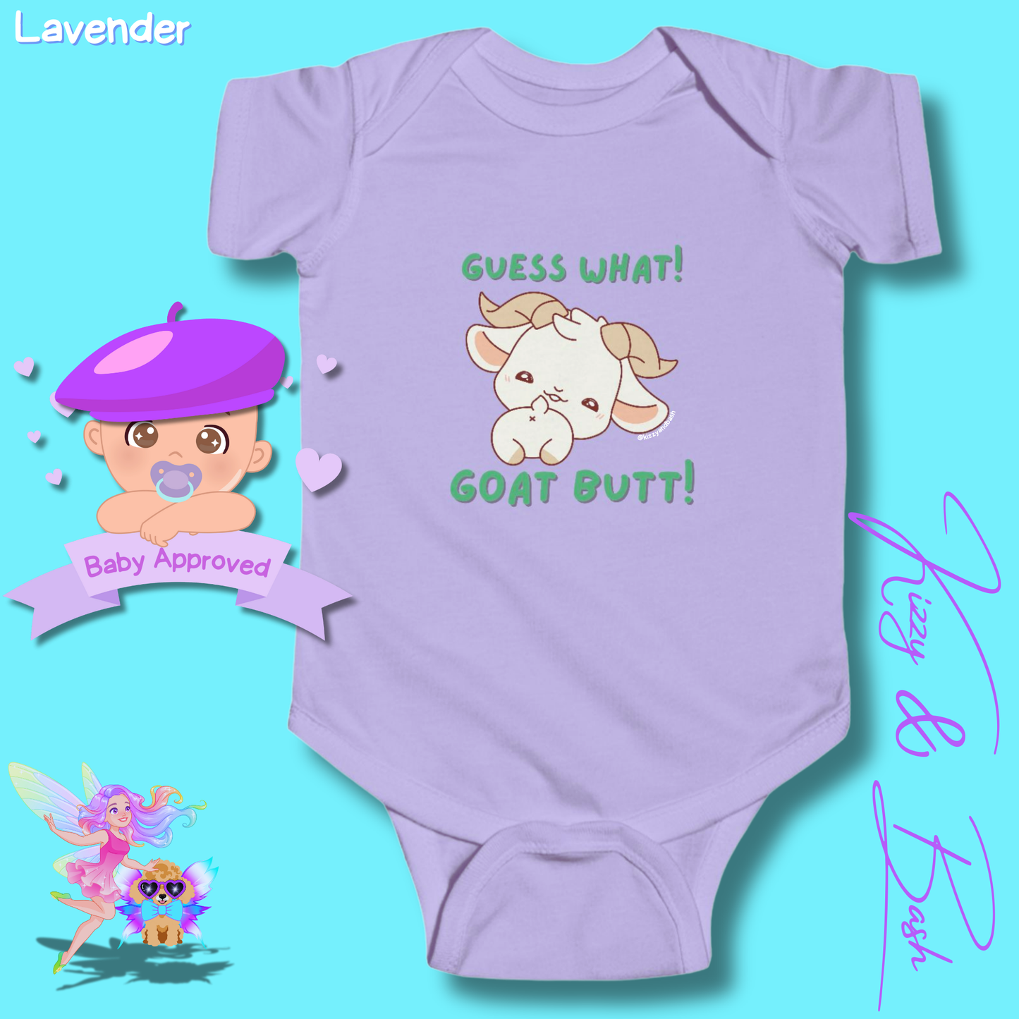 Cute Goat Infant Onesie for Baby Funny Farm Animal Outfit for Baby Hilarious Goat Butt Onesie Funny Gift for Newborn Baby Unique Baby Shower Gift Farm Animal Baby Nursery Decor Guess What Goat Butt Chicken Butt Joke Pun Infant Fine Jersey Bodysuit