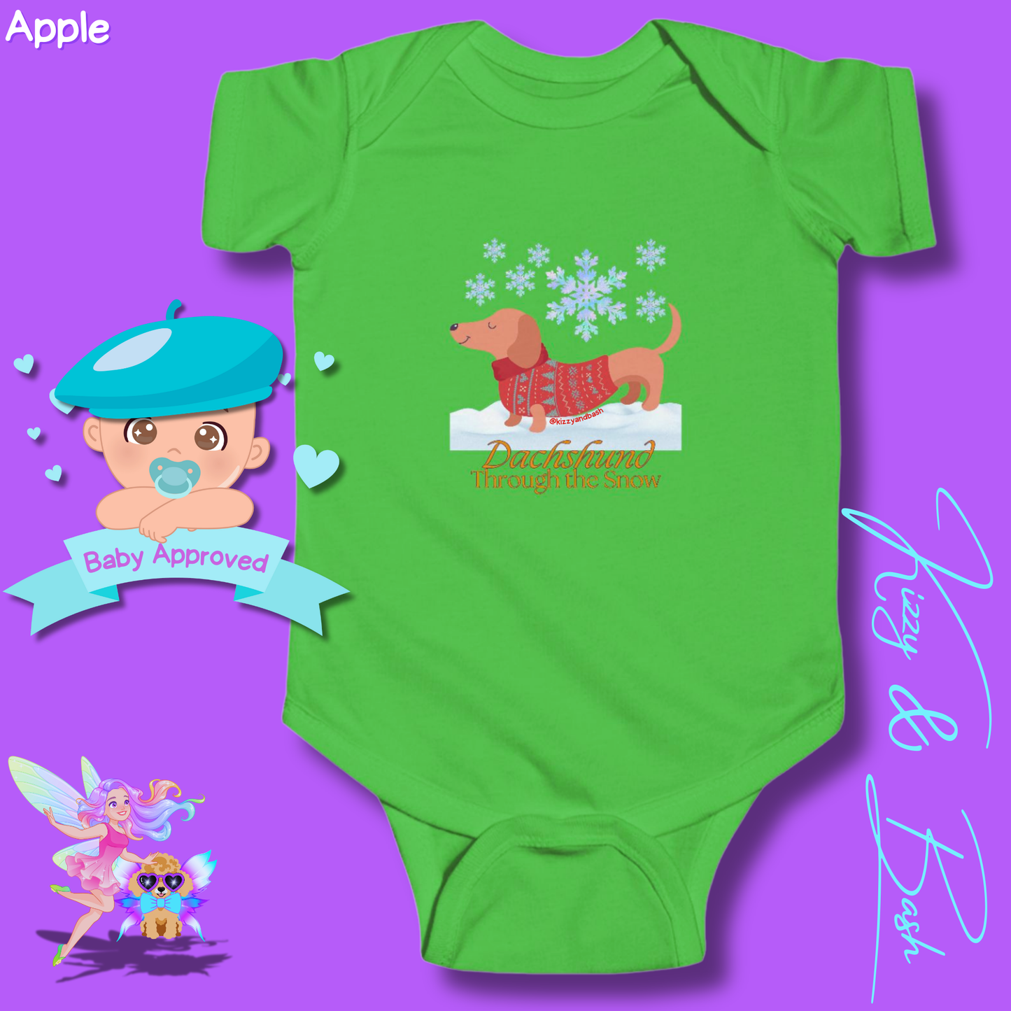 Funny Christmas Wiener Dog Baby Onesie Unique Christmas Onesie Cute Dog Onesie for Infant Best Gift for Christmas Baby Shower Christmas Outfit for Newborn Dachshund Through the Snow Holiday Dog Infant Fine Jersey Bodysuit