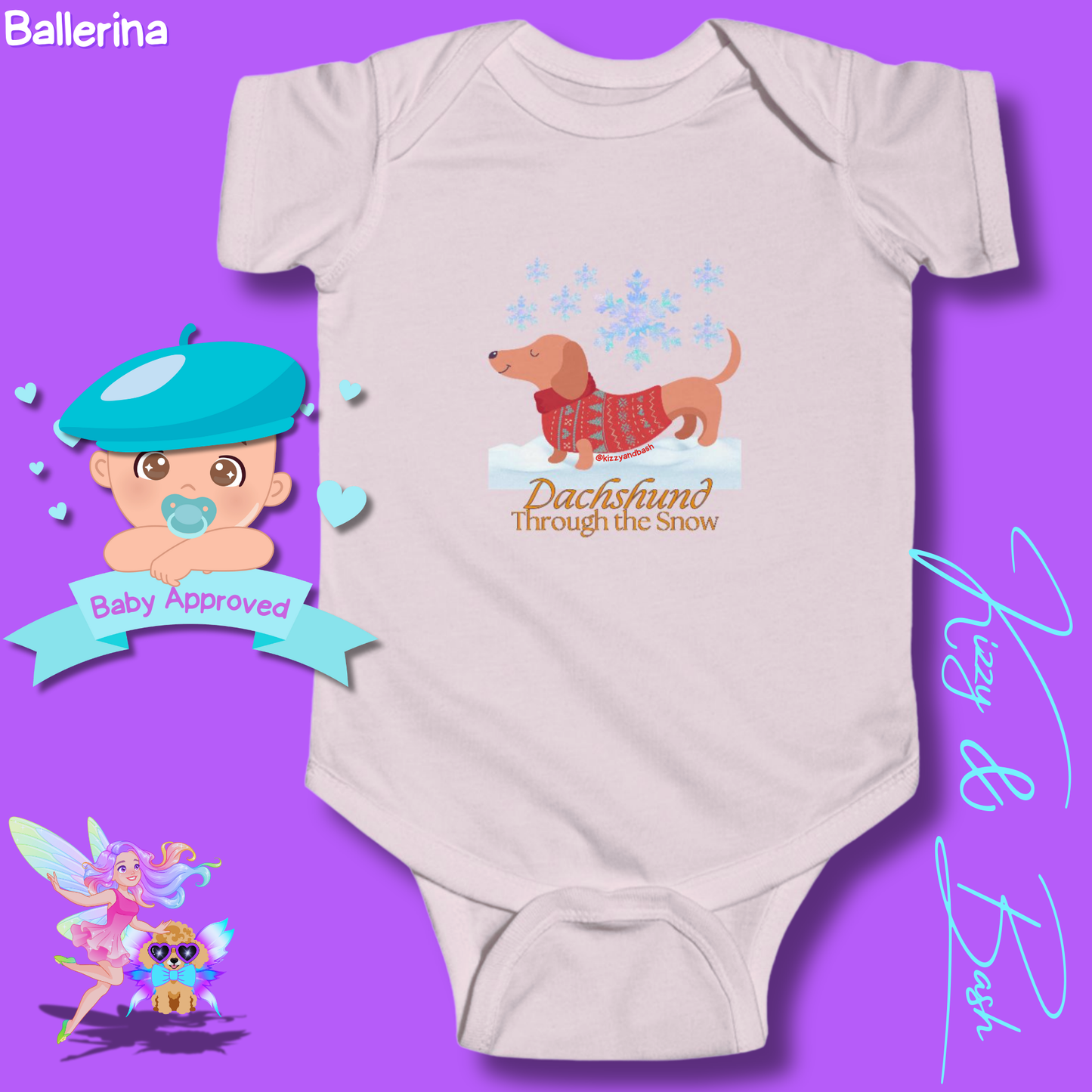 Funny Christmas Wiener Dog Baby Onesie Unique Christmas Onesie Cute Dog Onesie for Infant Best Gift for Christmas Baby Shower Christmas Outfit for Newborn Dachshund Through the Snow Holiday Dog Infant Fine Jersey Bodysuit