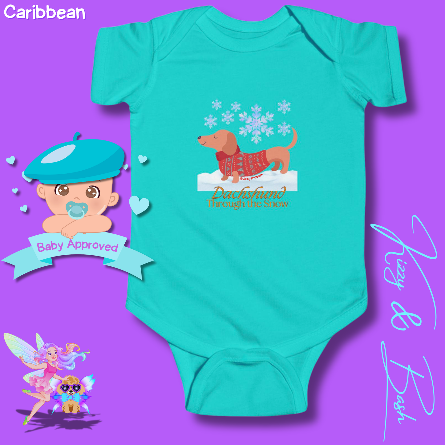 Funny Christmas Wiener Dog Baby Onesie Unique Christmas Onesie Cute Dog Onesie for Infant Best Gift for Christmas Baby Shower Christmas Outfit for Newborn Dachshund Through the Snow Holiday Dog Infant Fine Jersey Bodysuit