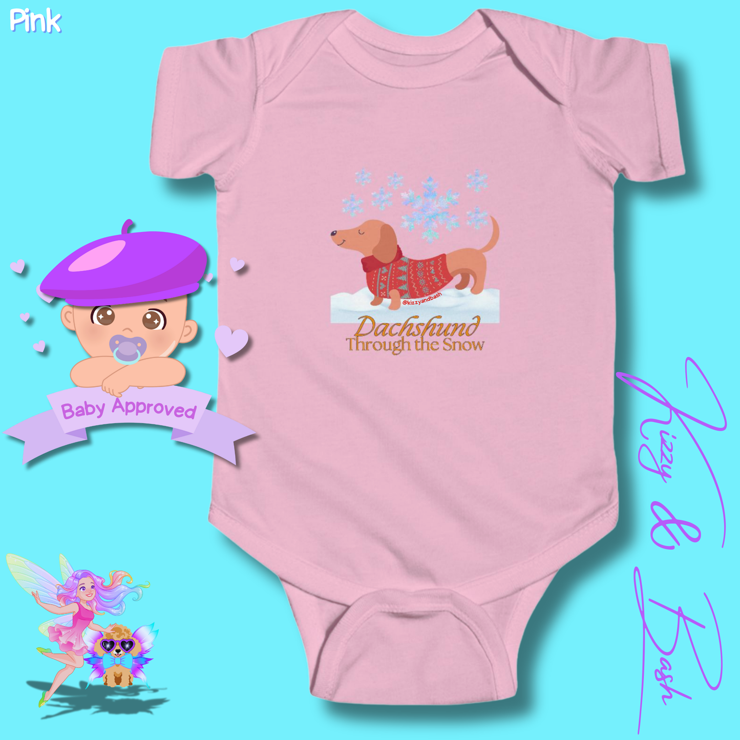 Funny Christmas Wiener Dog Baby Onesie Unique Christmas Onesie Cute Dog Onesie for Infant Best Gift for Christmas Baby Shower Christmas Outfit for Newborn Dachshund Through the Snow Holiday Dog Infant Fine Jersey Bodysuit