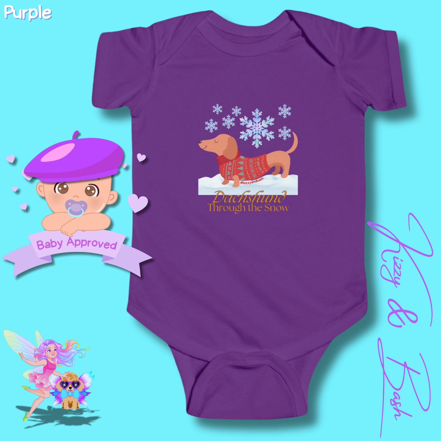 Funny Christmas Wiener Dog Baby Onesie Unique Christmas Onesie Cute Dog Onesie for Infant Best Gift for Christmas Baby Shower Christmas Outfit for Newborn Dachshund Through the Snow Holiday Dog Infant Fine Jersey Bodysuit