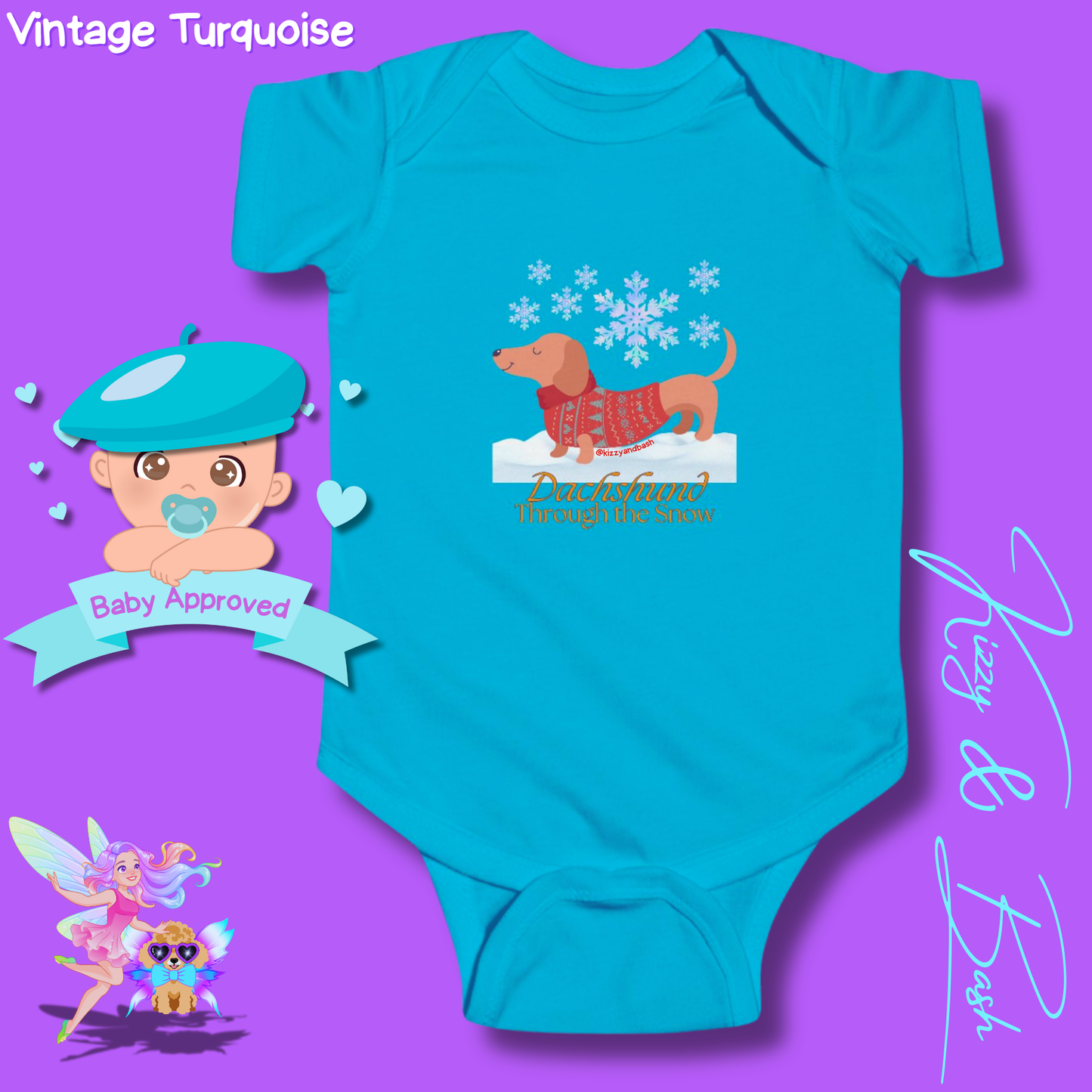 Funny Christmas Wiener Dog Baby Onesie Unique Christmas Onesie Cute Dog Onesie for Infant Best Gift for Christmas Baby Shower Christmas Outfit for Newborn Dachshund Through the Snow Holiday Dog Infant Fine Jersey Bodysuit