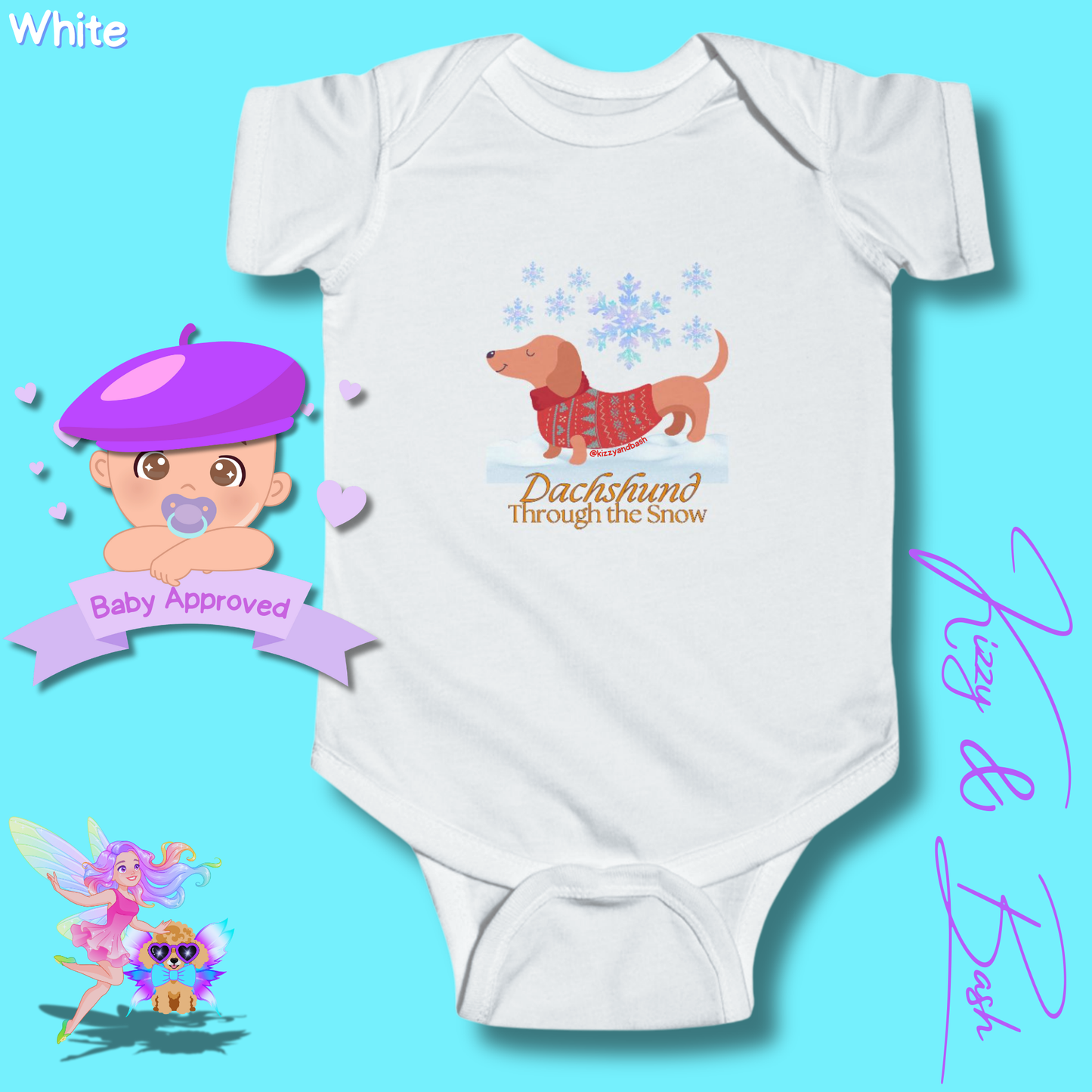 Funny Christmas Wiener Dog Baby Onesie Unique Christmas Onesie Cute Dog Onesie for Infant Best Gift for Christmas Baby Shower Christmas Outfit for Newborn Dachshund Through the Snow Holiday Dog Infant Fine Jersey Bodysuit