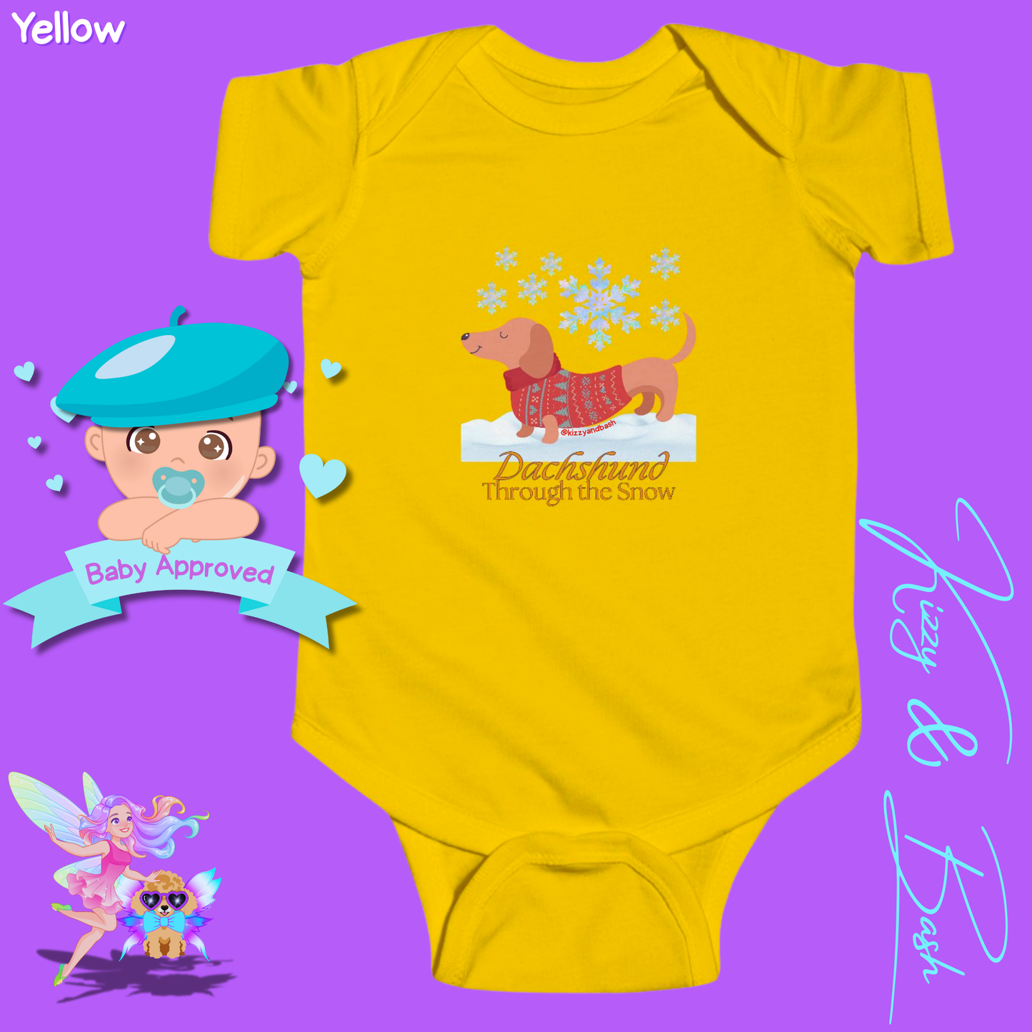 Funny Christmas Wiener Dog Baby Onesie Unique Christmas Onesie Cute Dog Onesie for Infant Best Gift for Christmas Baby Shower Christmas Outfit for Newborn Dachshund Through the Snow Holiday Dog Infant Fine Jersey Bodysuit