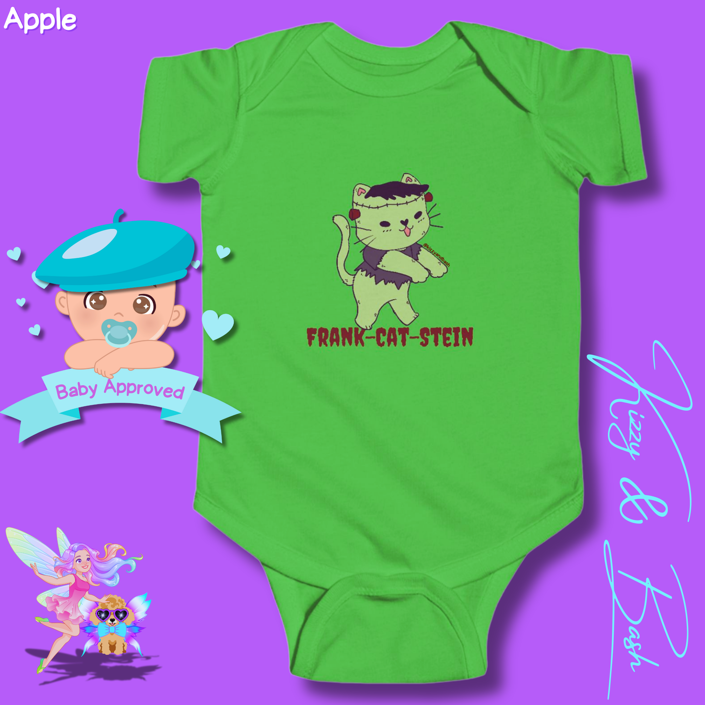 Cute Cat Onesie for Baby Unique Halloween Gift for Baby Fun Halloween Outfit for Newborn Funny Baby Shower Gift Perfect Gift for Halloween Baby Boy or Baby Girl Frankenstein Kitty Cat Frank-Cat-Stein Halloween Infant Fine Jersey Bodysuit