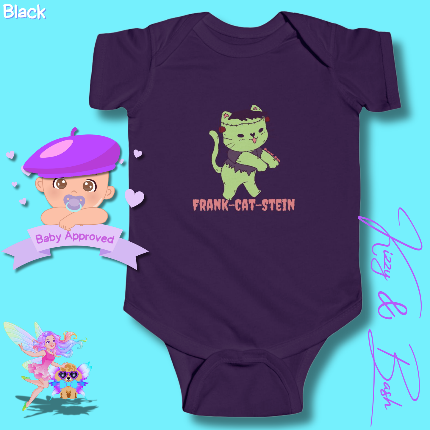 Cute Cat Onesie for Baby Unique Halloween Gift for Baby Fun Halloween Outfit for Newborn Funny Baby Shower Gift Perfect Gift for Halloween Baby Boy or Baby Girl Frankenstein Kitty Cat Frank-Cat-Stein Halloween Infant Fine Jersey Bodysuit