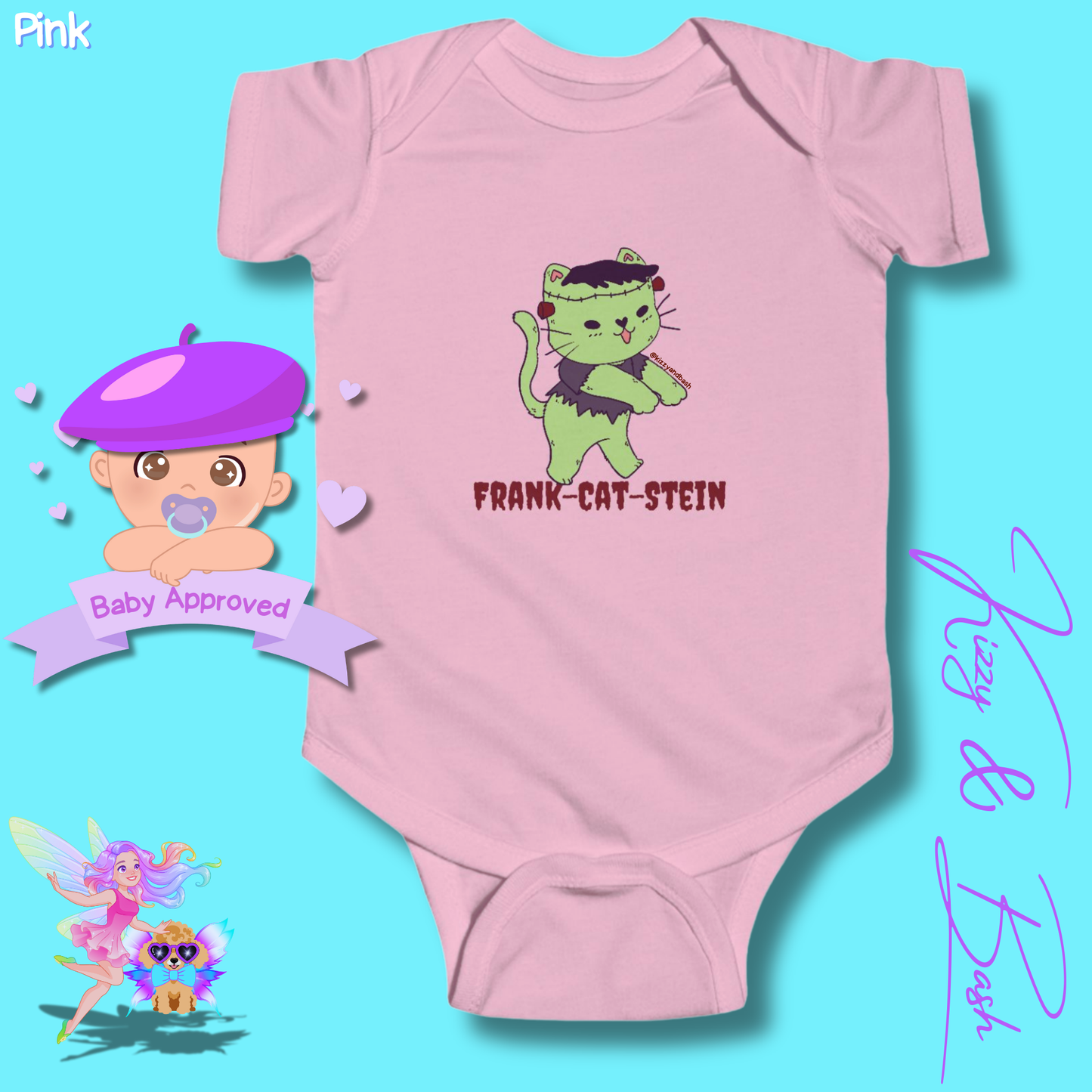 Cute Cat Onesie for Baby Unique Halloween Gift for Baby Fun Halloween Outfit for Newborn Funny Baby Shower Gift Perfect Gift for Halloween Baby Boy or Baby Girl Frankenstein Kitty Cat Frank-Cat-Stein Halloween Infant Fine Jersey Bodysuit