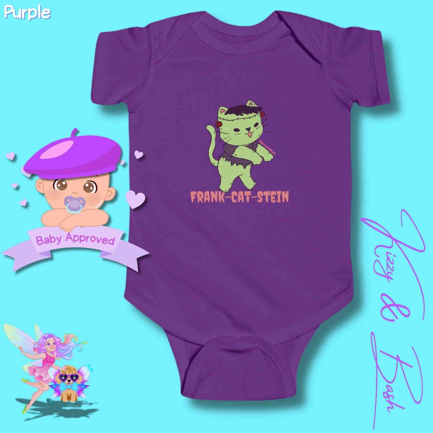 Cute Cat Onesie for Baby Unique Halloween Gift for Baby Fun Halloween Outfit for Newborn Funny Baby Shower Gift Perfect Gift for Halloween Baby Boy or Baby Girl Frankenstein Kitty Cat Frank-Cat-Stein Halloween Infant Fine Jersey Bodysuit