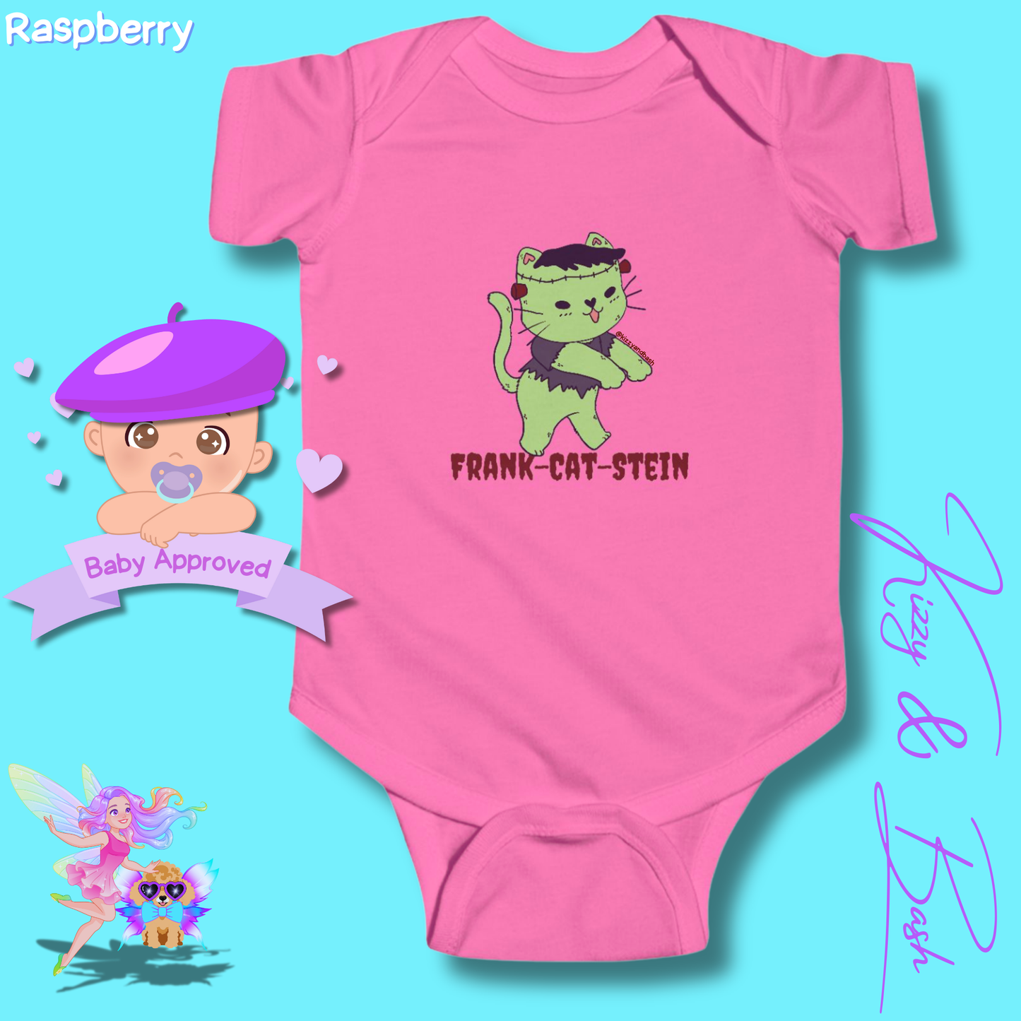 Cute Cat Onesie for Baby Unique Halloween Gift for Baby Fun Halloween Outfit for Newborn Funny Baby Shower Gift Perfect Gift for Halloween Baby Boy or Baby Girl Frankenstein Kitty Cat Frank-Cat-Stein Halloween Infant Fine Jersey Bodysuit