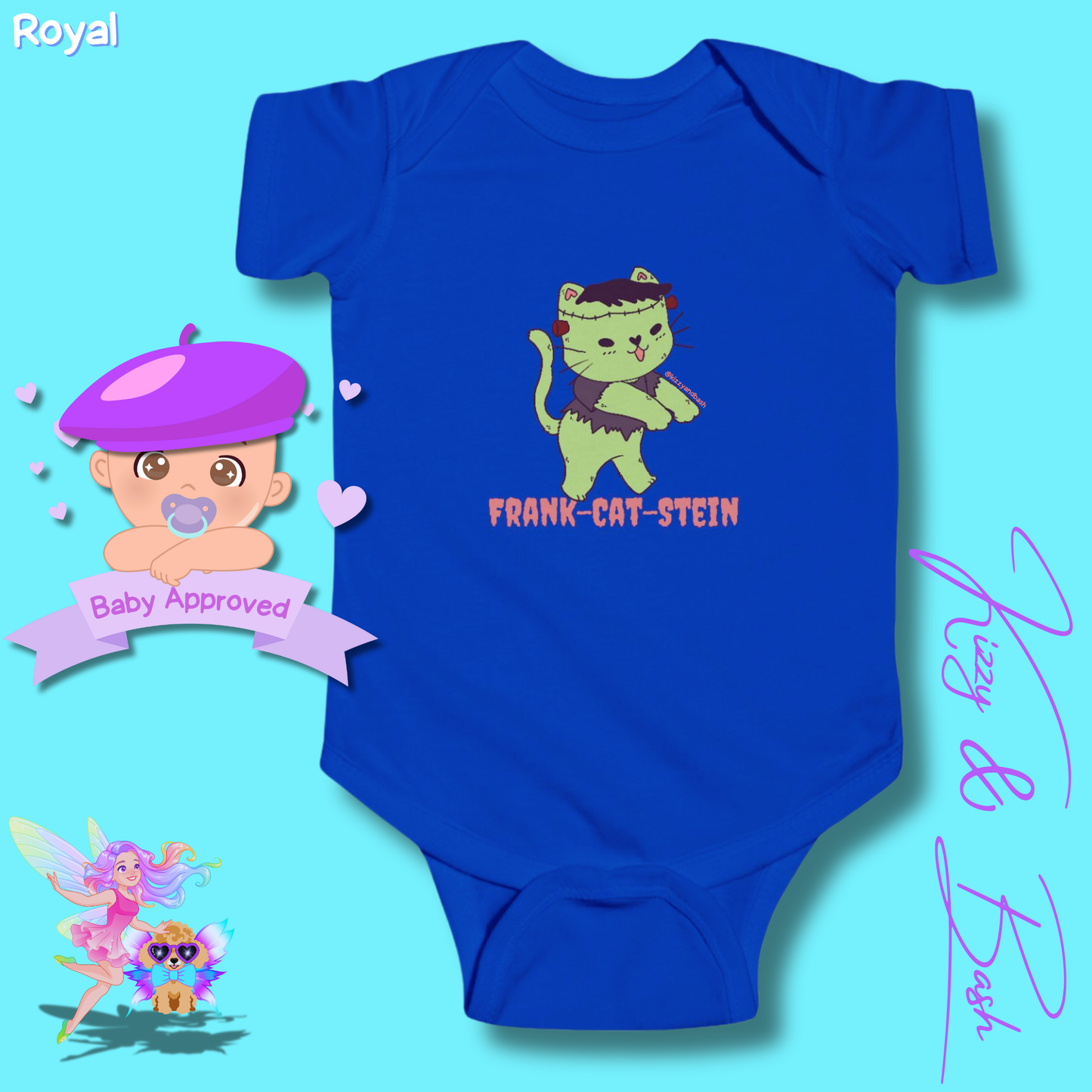 Cute Cat Onesie for Baby Unique Halloween Gift for Baby Fun Halloween Outfit for Newborn Funny Baby Shower Gift Perfect Gift for Halloween Baby Boy or Baby Girl Frankenstein Kitty Cat Frank-Cat-Stein Halloween Infant Fine Jersey Bodysuit