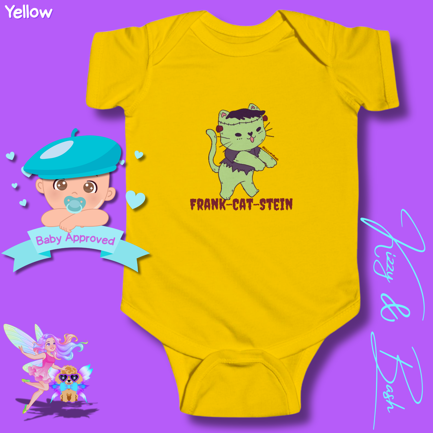 Cute Cat Onesie for Baby Unique Halloween Gift for Baby Fun Halloween Outfit for Newborn Funny Baby Shower Gift Perfect Gift for Halloween Baby Boy or Baby Girl Frankenstein Kitty Cat Frank-Cat-Stein Halloween Infant Fine Jersey Bodysuit