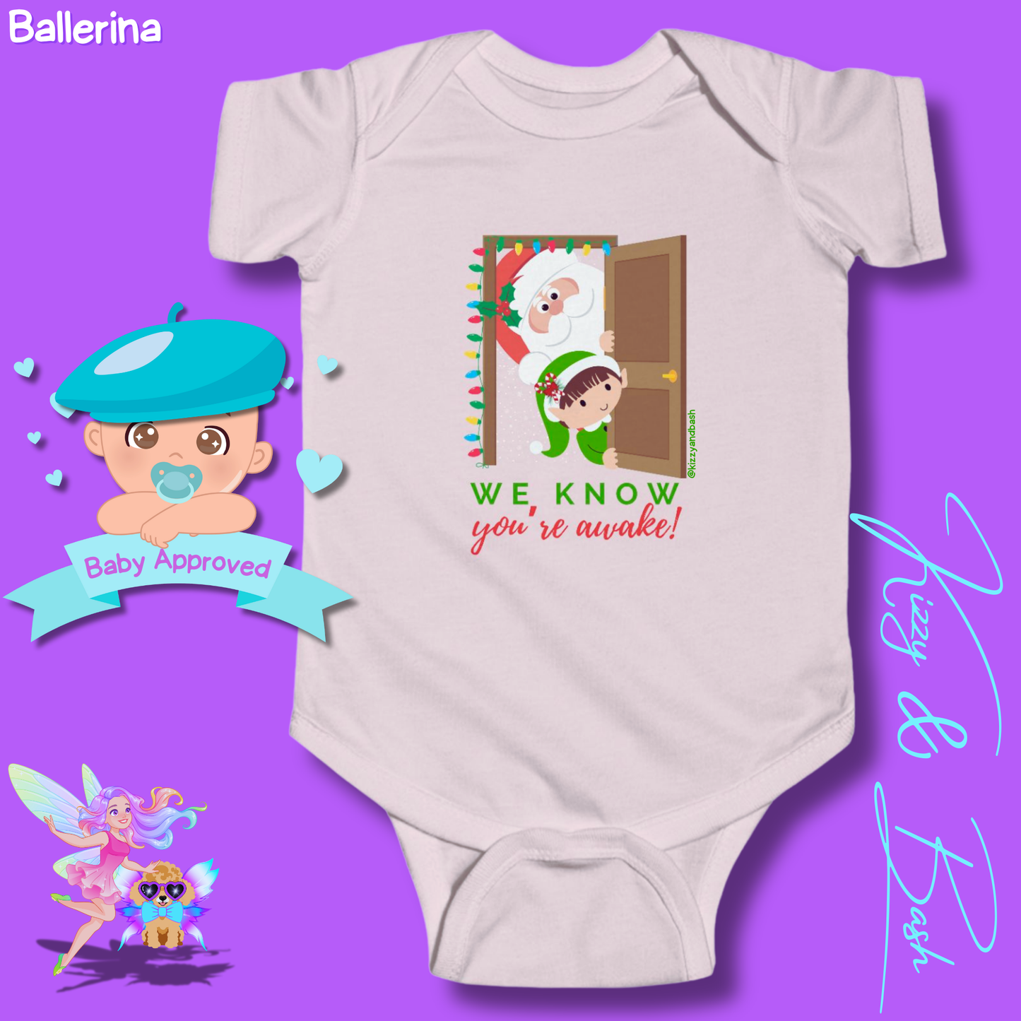 Santa and Elf Christmas Onesie Funny Christmas Gift for Baby Perfect Gift for Newborn Unique Baby Shower Gift Christmas Baby Nursery Decor We Know You're Awake Infant Fine Jersey Bodysuit