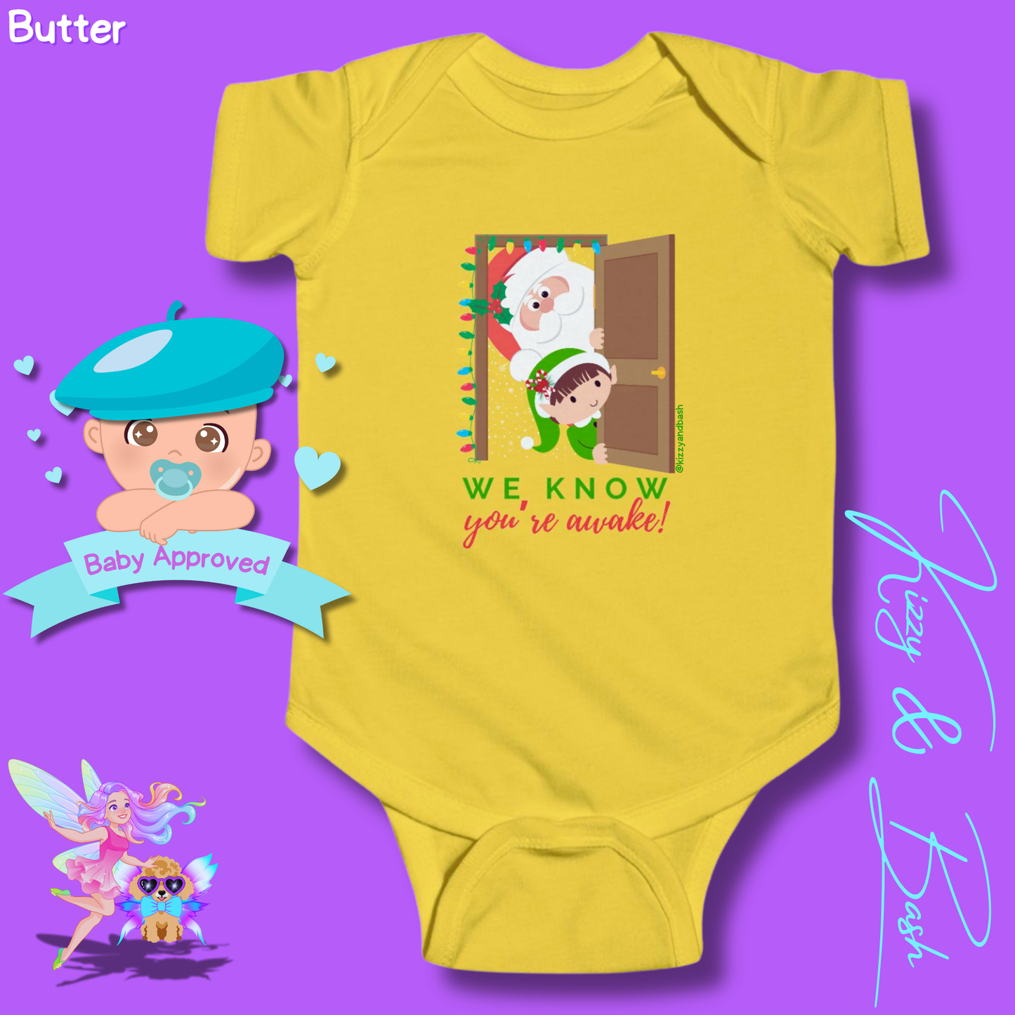 Santa and Elf Christmas Onesie Funny Christmas Gift for Baby Perfect Gift for Newborn Unique Baby Shower Gift Christmas Baby Nursery Decor We Know You're Awake Infant Fine Jersey Bodysuit