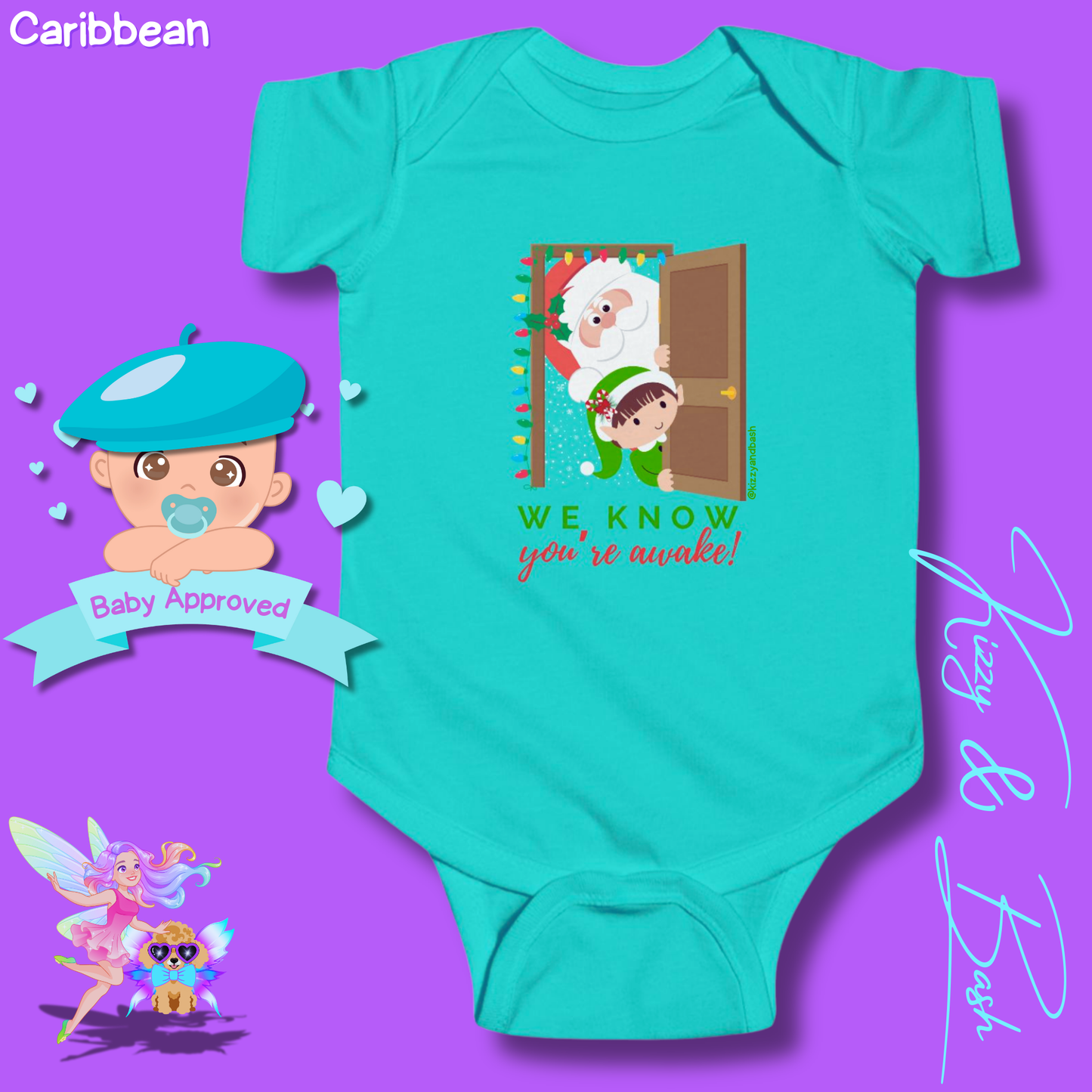 Santa and Elf Christmas Onesie Funny Christmas Gift for Baby Perfect Gift for Newborn Unique Baby Shower Gift Christmas Baby Nursery Decor We Know You're Awake Infant Fine Jersey Bodysuit