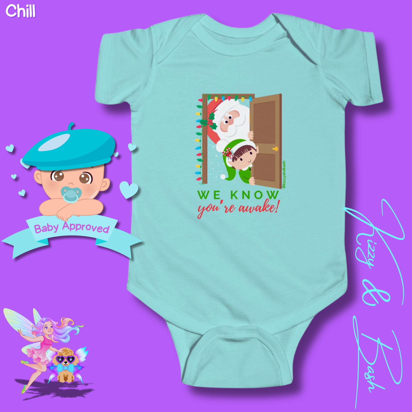 Santa and Elf Christmas Onesie Funny Christmas Gift for Baby Perfect Gift for Newborn Unique Baby Shower Gift Christmas Baby Nursery Decor We Know You're Awake Infant Fine Jersey Bodysuit