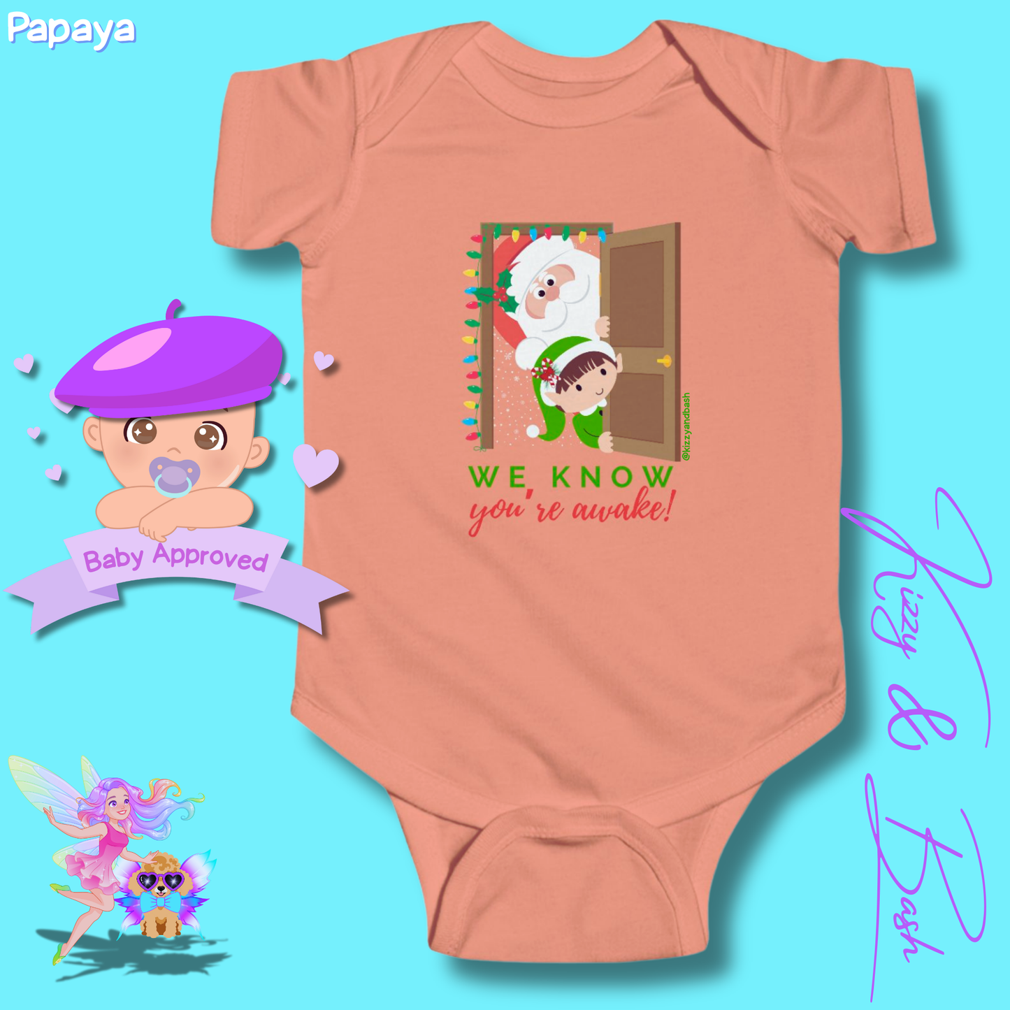 Santa and Elf Christmas Onesie Funny Christmas Gift for Baby Perfect Gift for Newborn Unique Baby Shower Gift Christmas Baby Nursery Decor We Know You're Awake Infant Fine Jersey Bodysuit