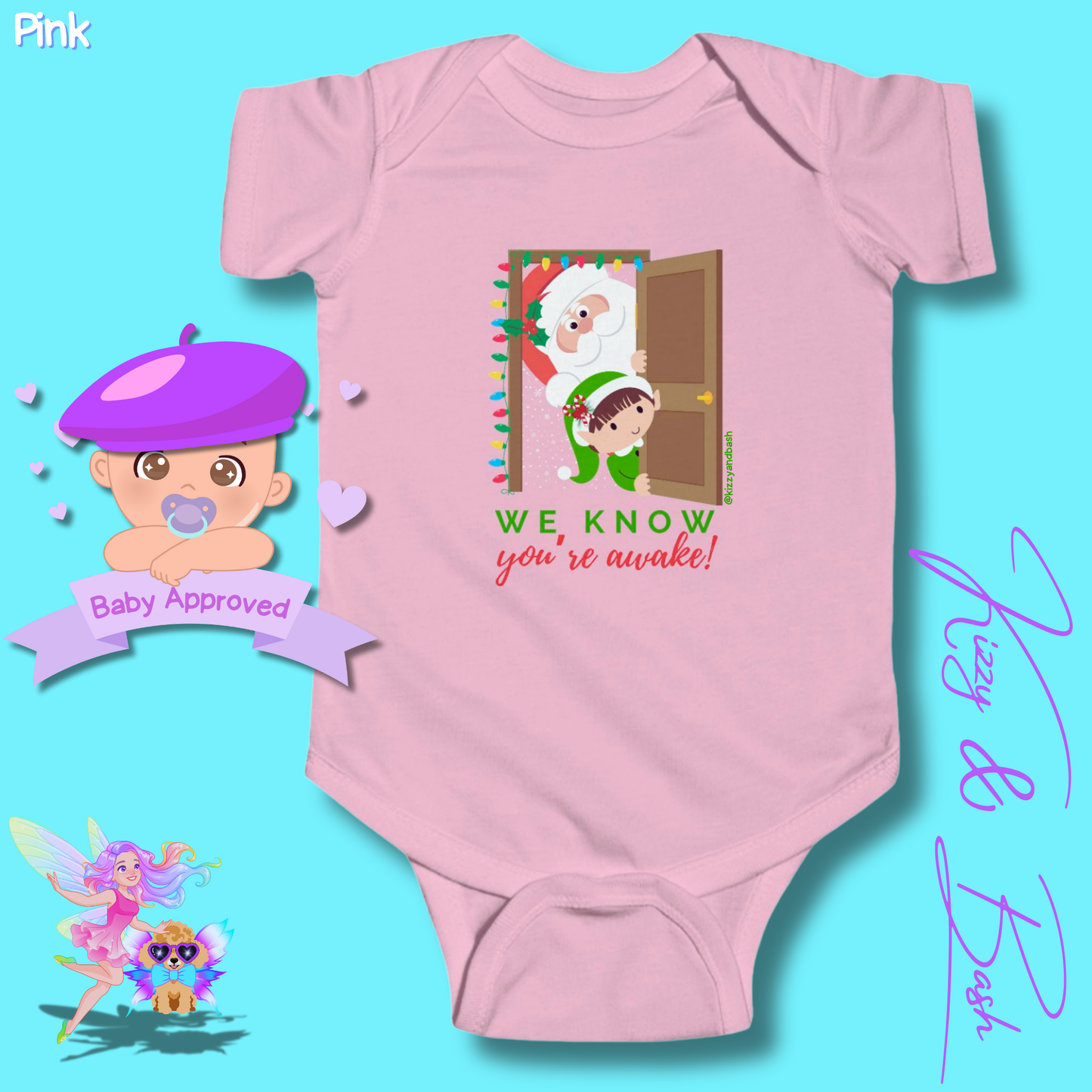 Santa and Elf Christmas Onesie Funny Christmas Gift for Baby Perfect Gift for Newborn Unique Baby Shower Gift Christmas Baby Nursery Decor We Know You're Awake Infant Fine Jersey Bodysuit