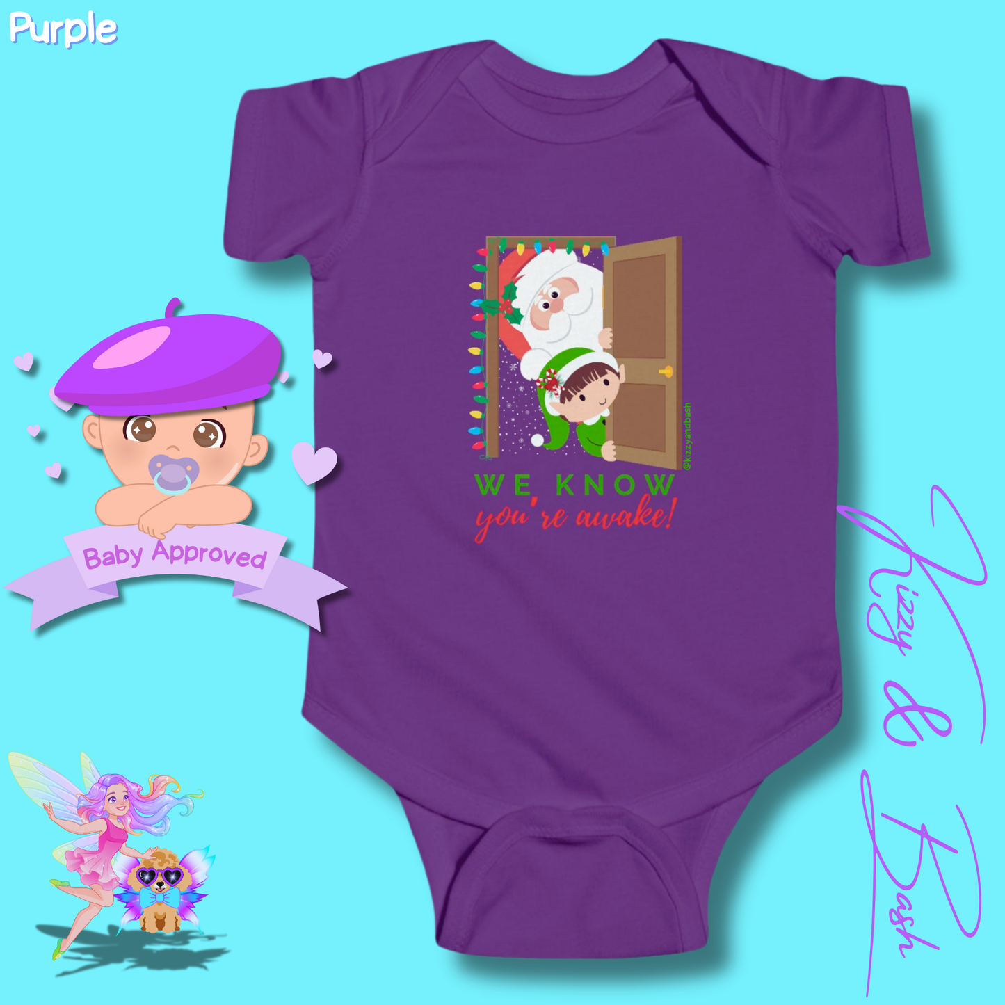 Santa and Elf Christmas Onesie Funny Christmas Gift for Baby Perfect Gift for Newborn Unique Baby Shower Gift Christmas Baby Nursery Decor We Know You're Awake Infant Fine Jersey Bodysuit