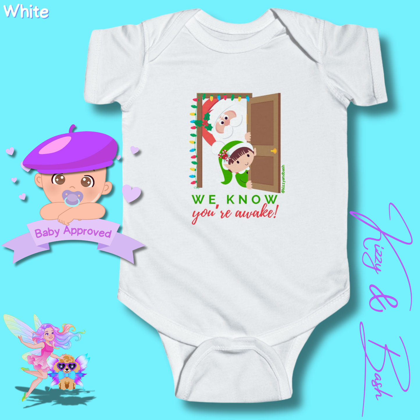 Santa and Elf Christmas Onesie Funny Christmas Gift for Baby Perfect Gift for Newborn Unique Baby Shower Gift Christmas Baby Nursery Decor We Know You're Awake Infant Fine Jersey Bodysuit