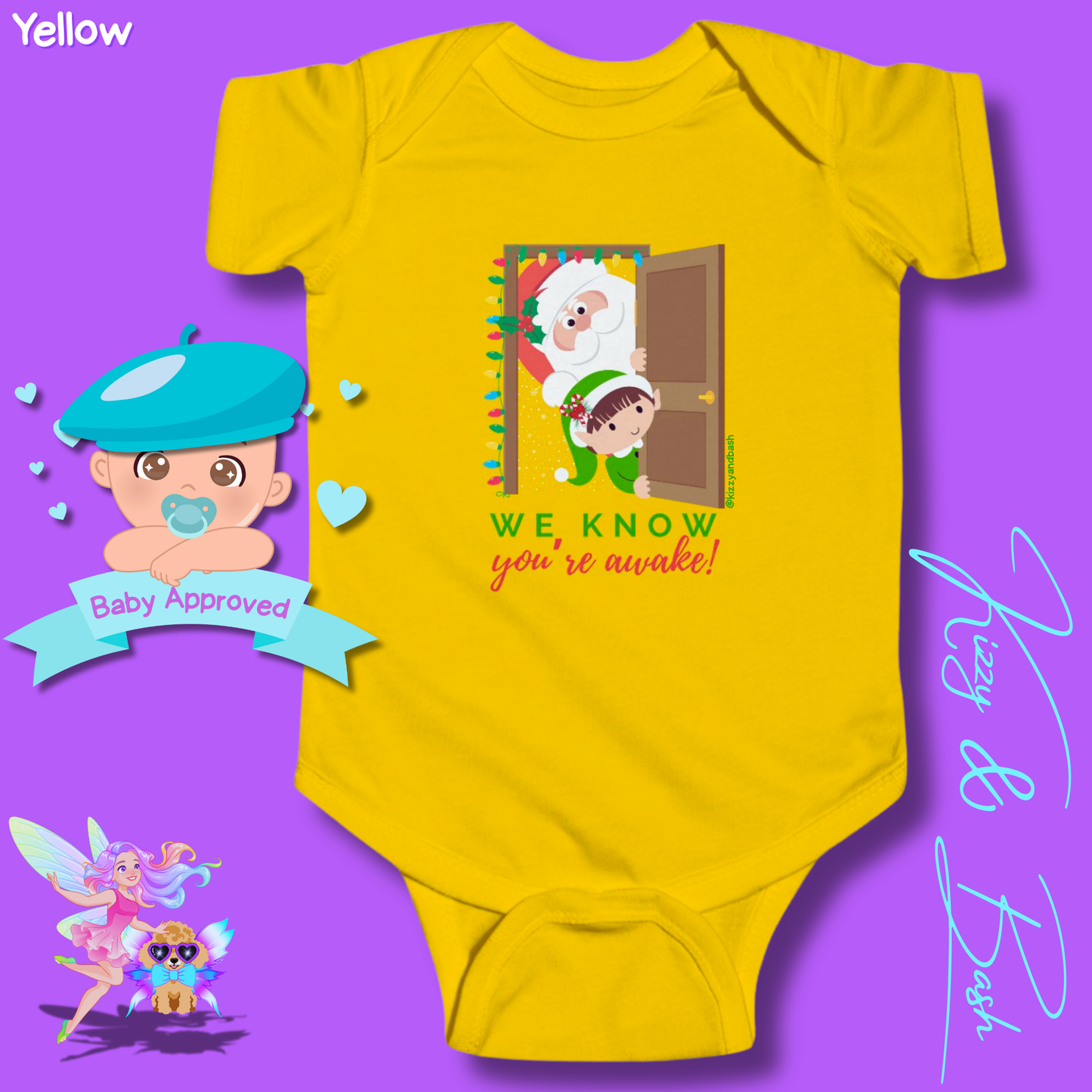 Santa and Elf Christmas Onesie Funny Christmas Gift for Baby Perfect Gift for Newborn Unique Baby Shower Gift Christmas Baby Nursery Decor We Know You're Awake Infant Fine Jersey Bodysuit