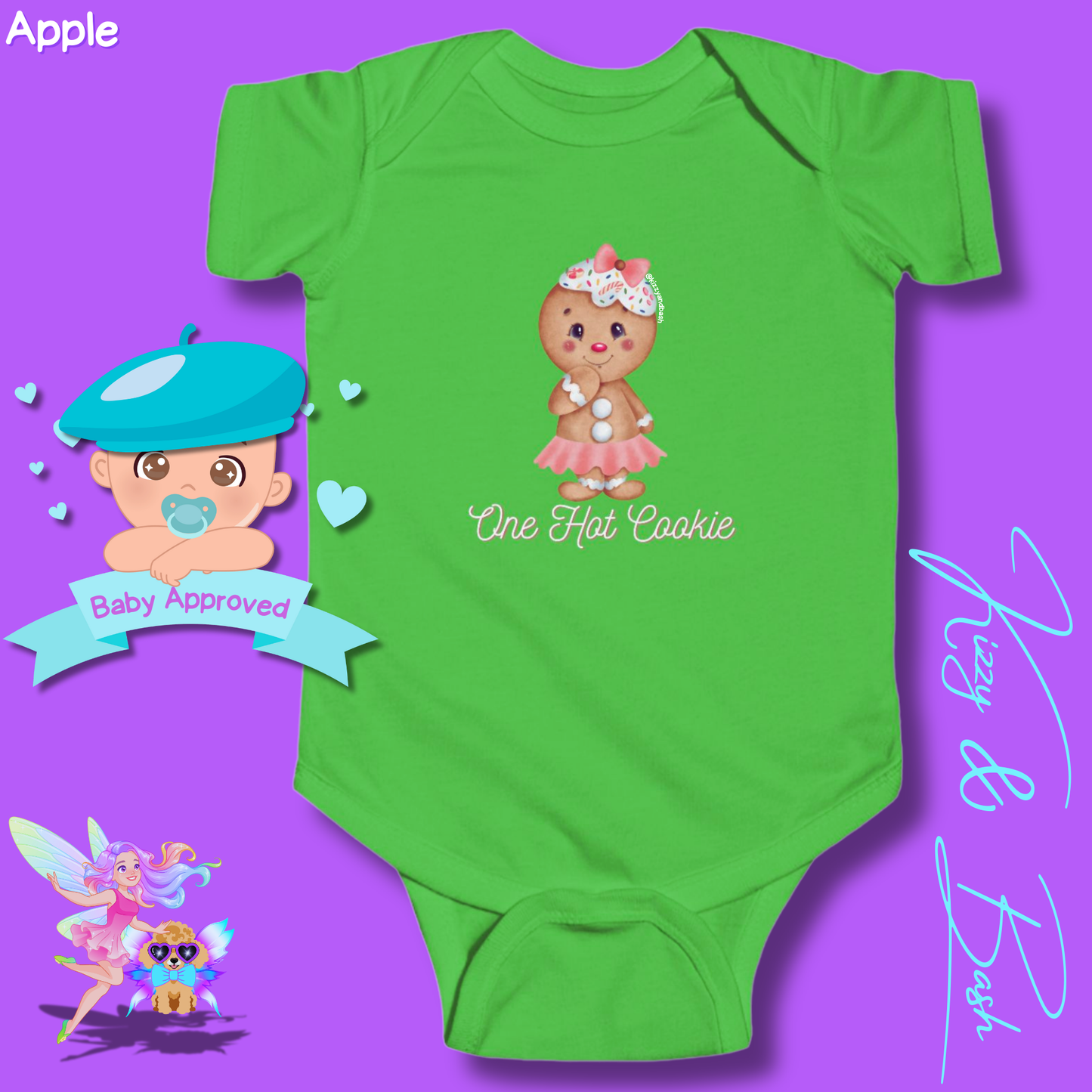 Cute Gingerbread Onesie for Baby Girl One Hot Cookie Perfect Gift for Christmas Baby Fun Christmas Baby Shower Gift Idea Christmas Cookie Infant Fine Jersey Bodysuit