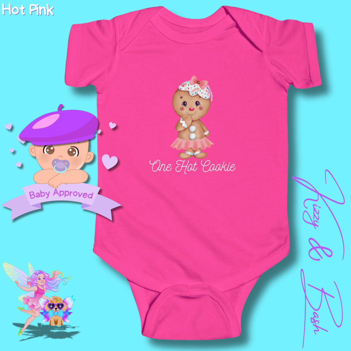 Cute Gingerbread Onesie for Baby Girl One Hot Cookie Perfect Gift for Christmas Baby Fun Christmas Baby Shower Gift Idea Christmas Cookie Infant Fine Jersey Bodysuit