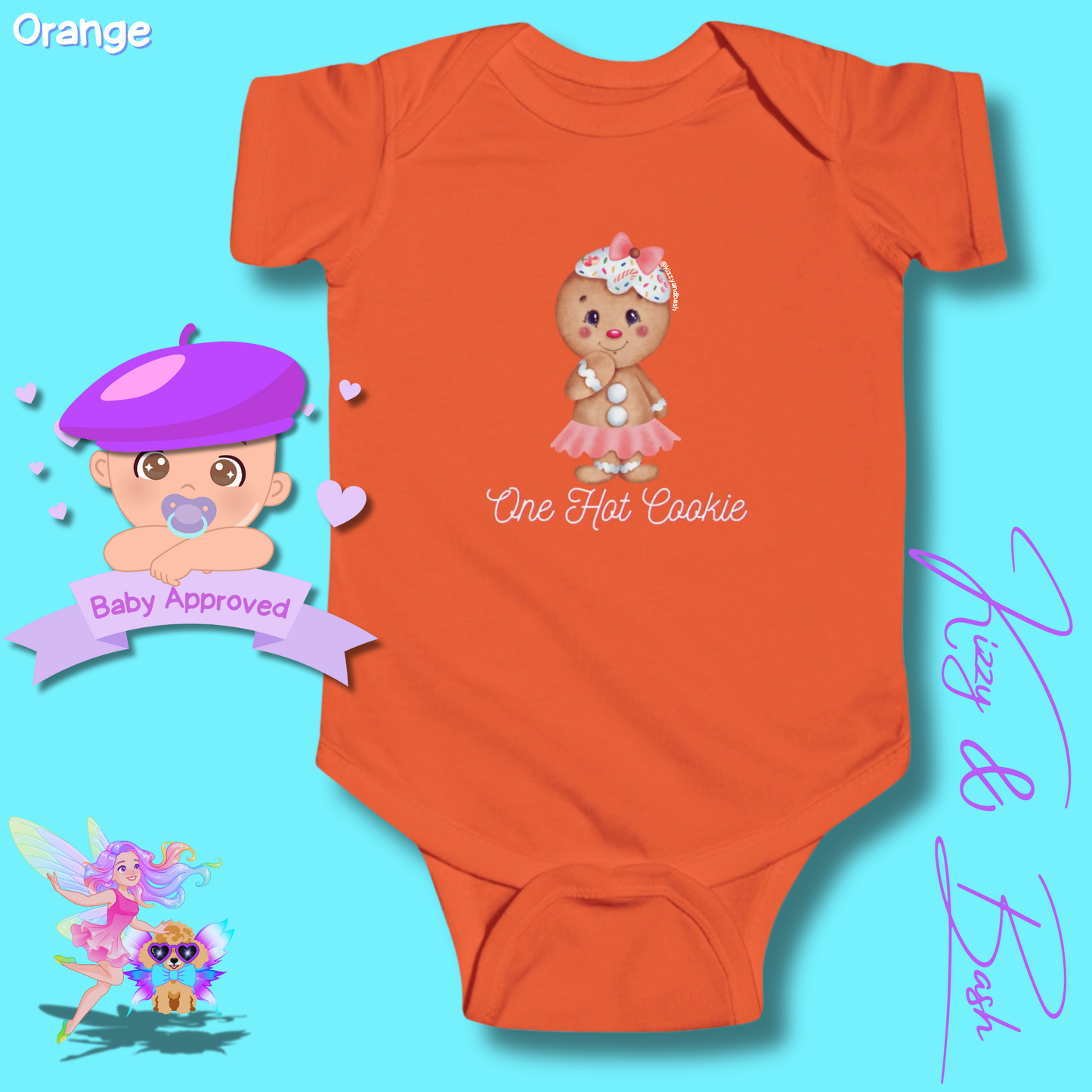 Cute Gingerbread Onesie for Baby Girl One Hot Cookie Perfect Gift for Christmas Baby Fun Christmas Baby Shower Gift Idea Christmas Cookie Infant Fine Jersey Bodysuit