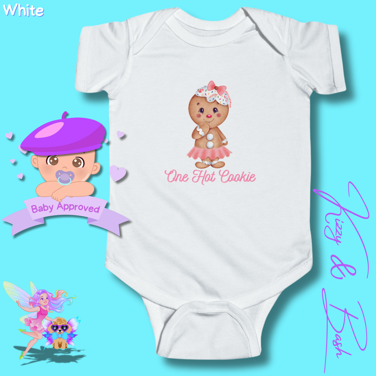 Cute Gingerbread Onesie for Baby Girl One Hot Cookie Perfect Gift for Christmas Baby Fun Christmas Baby Shower Gift Idea Christmas Cookie Infant Fine Jersey Bodysuit