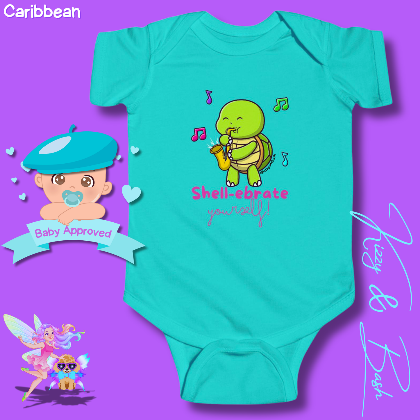 Colorful Turtle Onesie for Baby Saxophone Playing Turtle Outfit for Newborn Unique Baby Shower Gift Turtle Baby Nursery Gift Idea Shell-ebrate Yourself Infant Fine Jersey Bodysuit