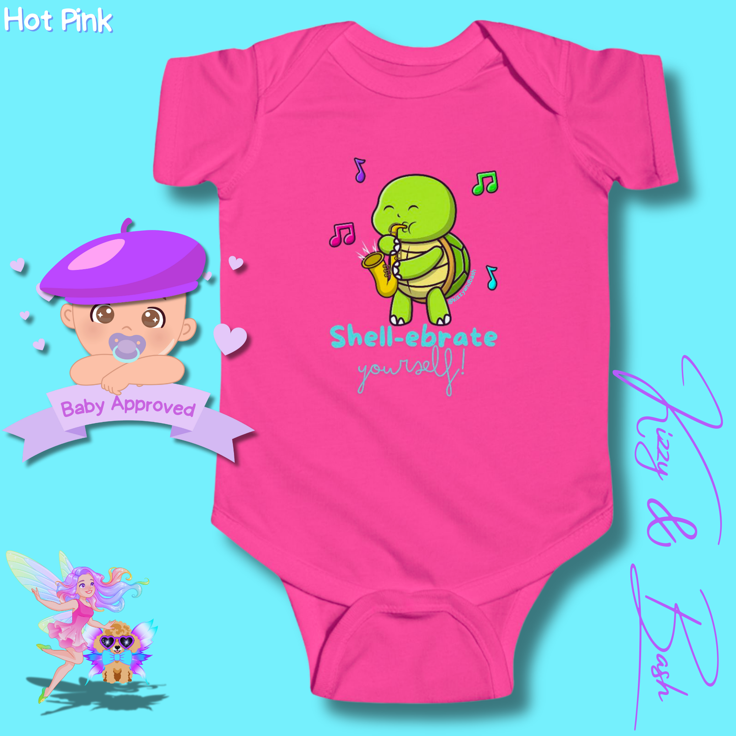 Colorful Turtle Onesie for Baby Saxophone Playing Turtle Outfit for Newborn Unique Baby Shower Gift Turtle Baby Nursery Gift Idea Shell-ebrate Yourself Infant Fine Jersey Bodysuit